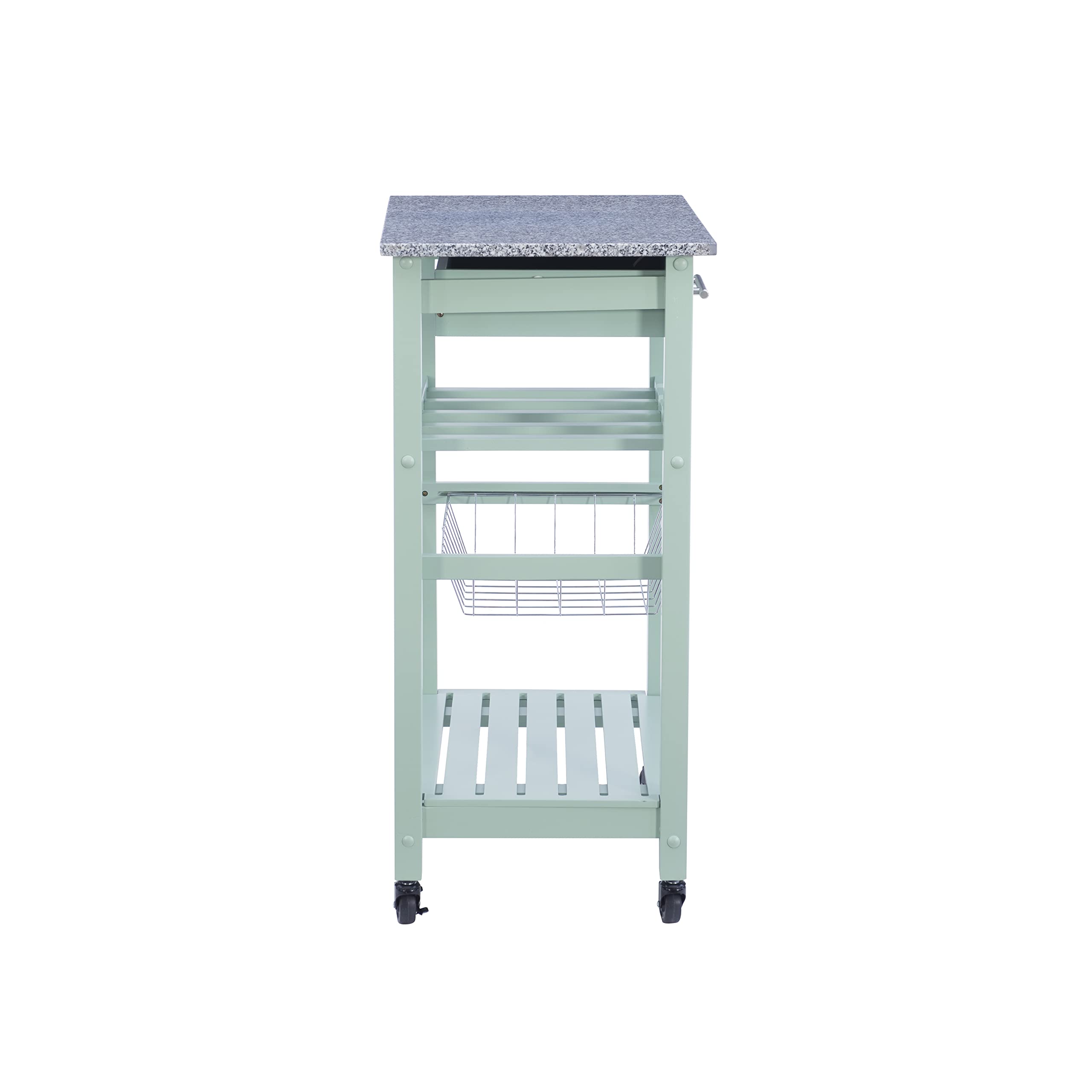 Linon Kitchen Island Cart with Storage, Green, 15.75 x 22.83 x 33.86 Inches - Mobile Kitchen Organizer for Small Spaces, Prep Station & Extra Countertop Storage