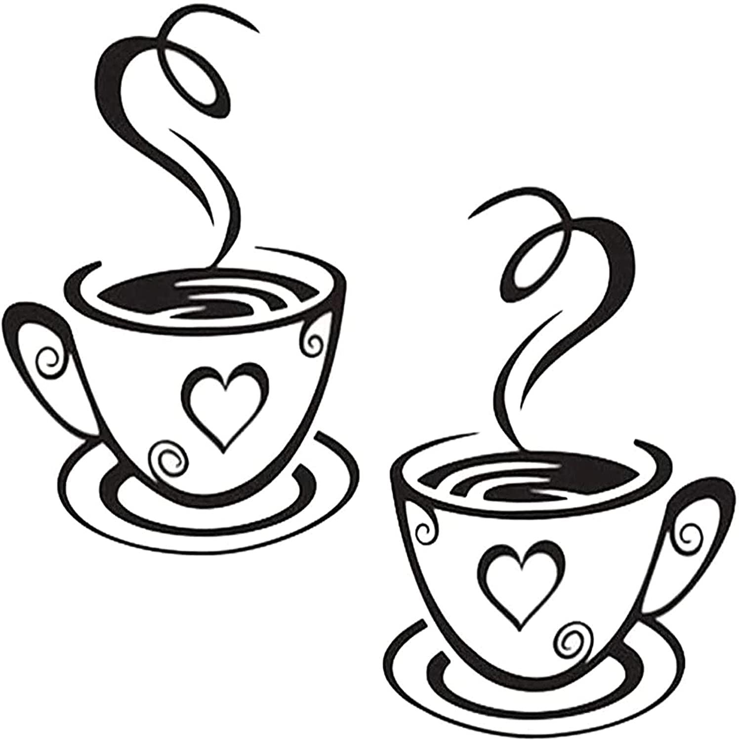 AOOF Wall Stickers - Coffee & Tea Cup Art Decals for Kitchen, Cafe, Restaurant & Pub Wall Decor | Peel & Stick Vinyl Wall Decoration | Perfect for Home, Office & Commercial Spaces