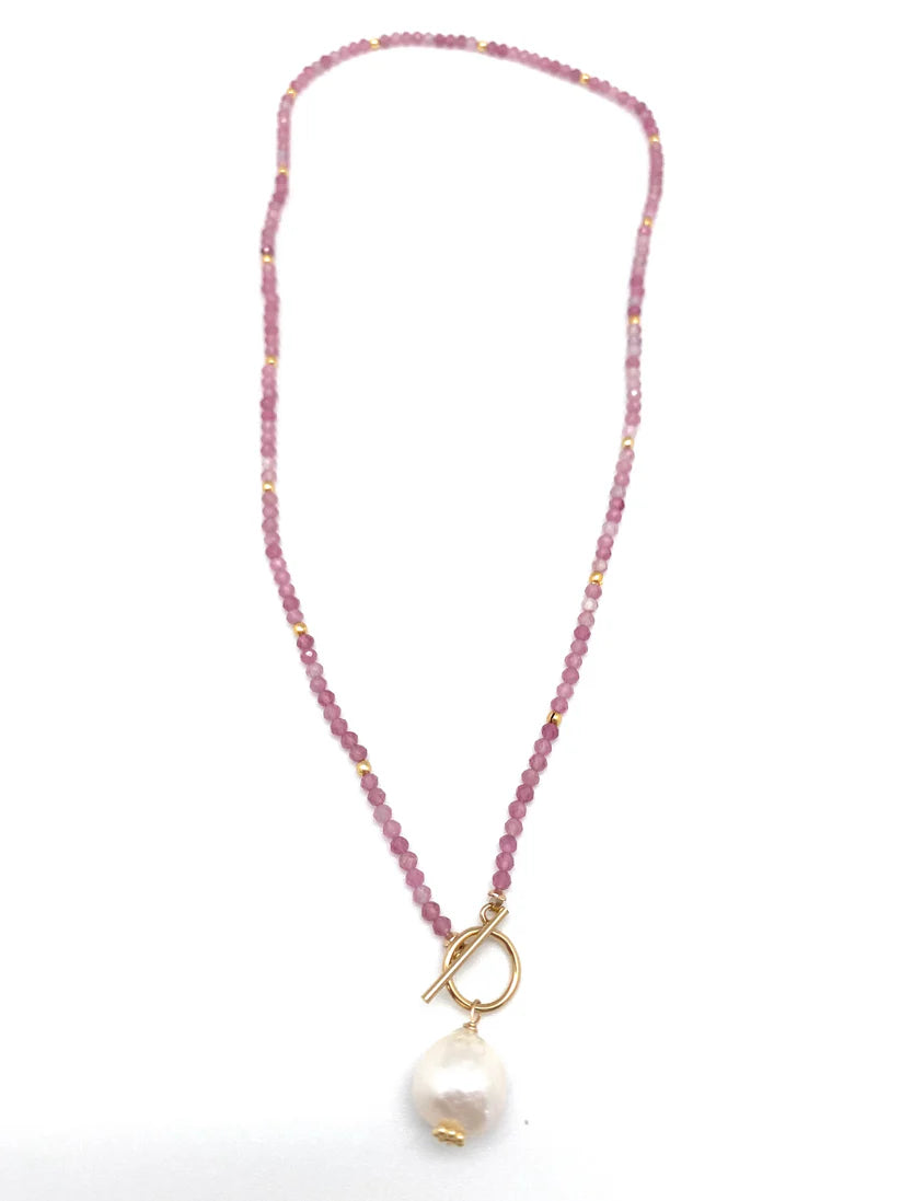 Carol Necklace with Pink Tourmaline Gemstone - Elegant Jewelry Gift for Women, Mothers & Brides | Perfect for Weddings, Anniversaries & Special Occasions