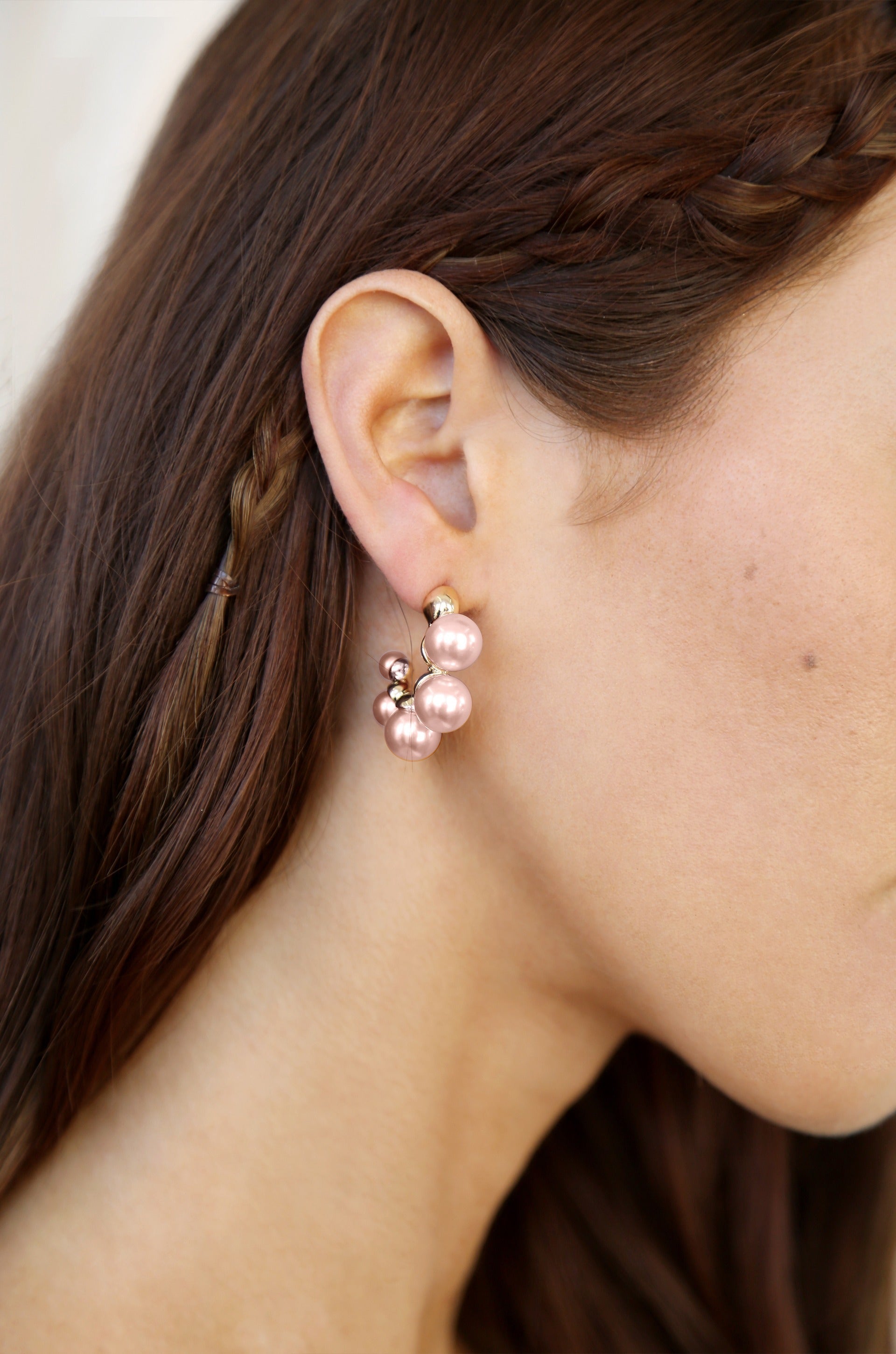 Five Pearls Hoop Earrings - Elegant Dangle Earrings for Women, 925 Sterling Silver Pearl Jewelry | Perfect for Weddings, Parties & Everyday Wear
