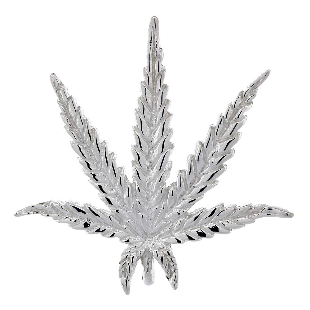 Sterling Silver 33mm Marijuana Leaf Charm Pendant - Perfect for Necklaces, Bracelets & Jewelry Making - Ideal for Stoner Gifts & 420 Accessories