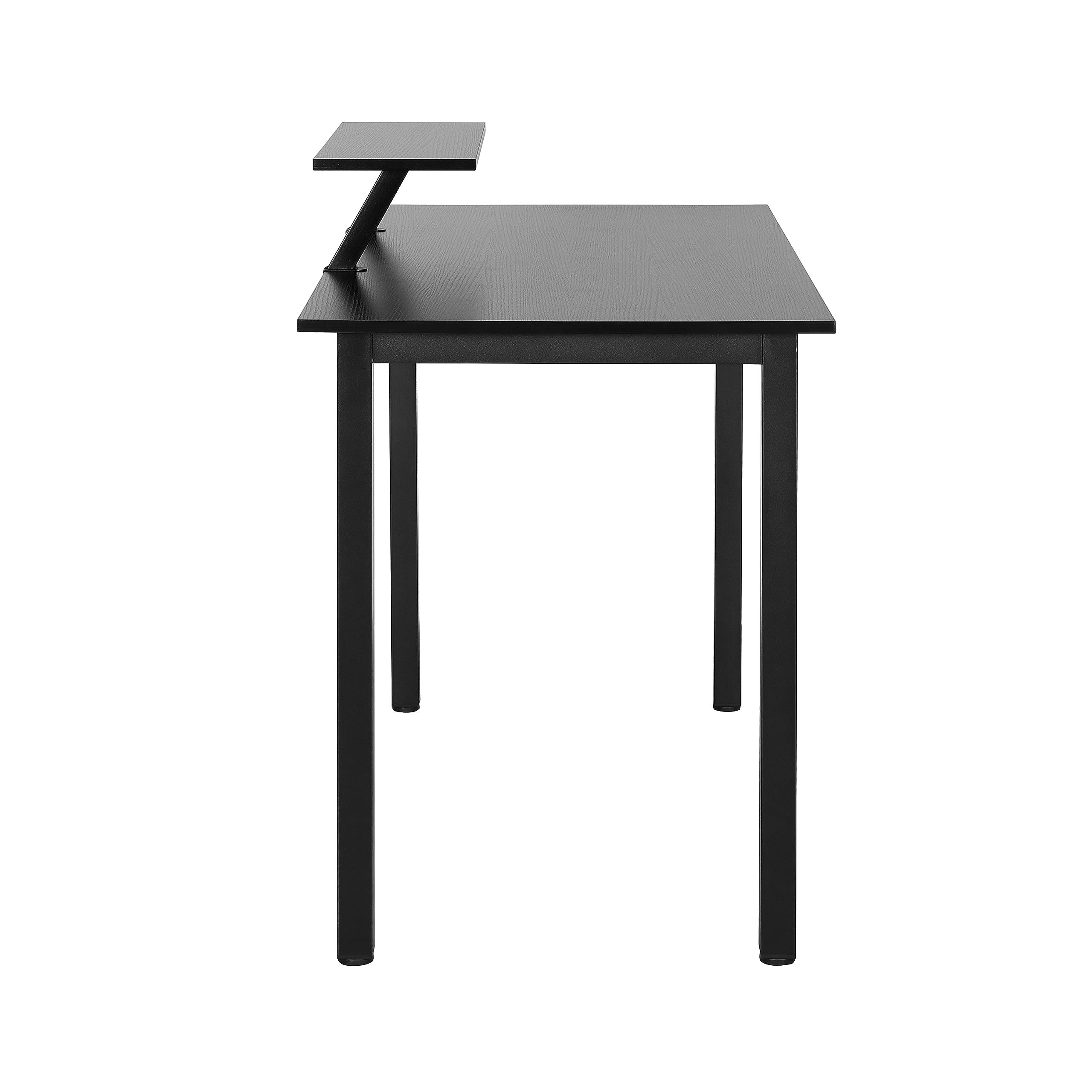Techni Mobili Industrial Minimalist Writing Desk - Adjustable Storage Shelf & Accessory Holder - Engineered Wood & Powder Coated Steel Frame Computer Study Desk - Perfect for Home Office, Small Spaces & Modern Workspaces (Black)