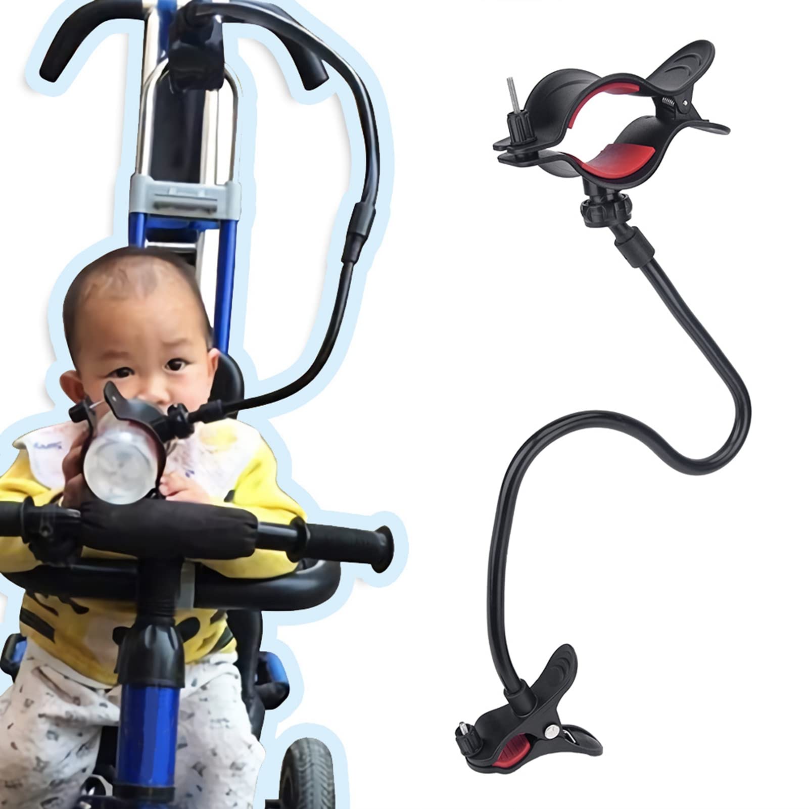 Baby Bottle Holder for Stroller - Adjustable Milk Bottle Clamp Bracket | Secure Feeding Accessory for Infants | Perfect for Car Seats, High Chairs & Shopping Carts