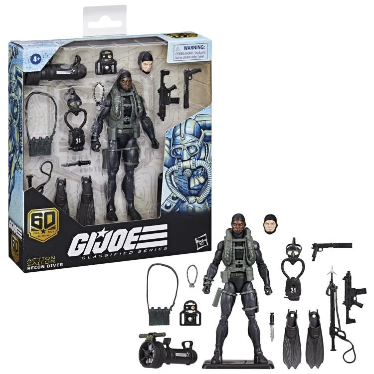 G.I. Joe 60th Anniversary Classified Series Action Figure - Recon Diver Sailor | Collectible Military Toy for Display & Play | Perfect for Fans, Collectors & Nostalgic Gift Giving