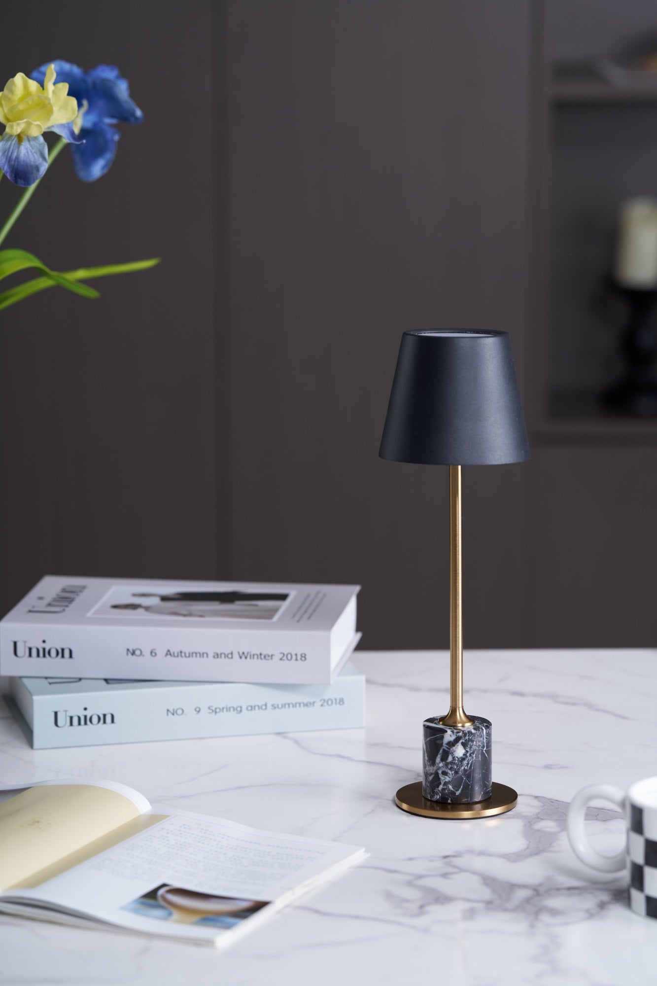 Lirio Mini Marble Table Lamp - Elegant Nightstand & Bedside Lighting for Bedroom, Living Room, Office Decor
