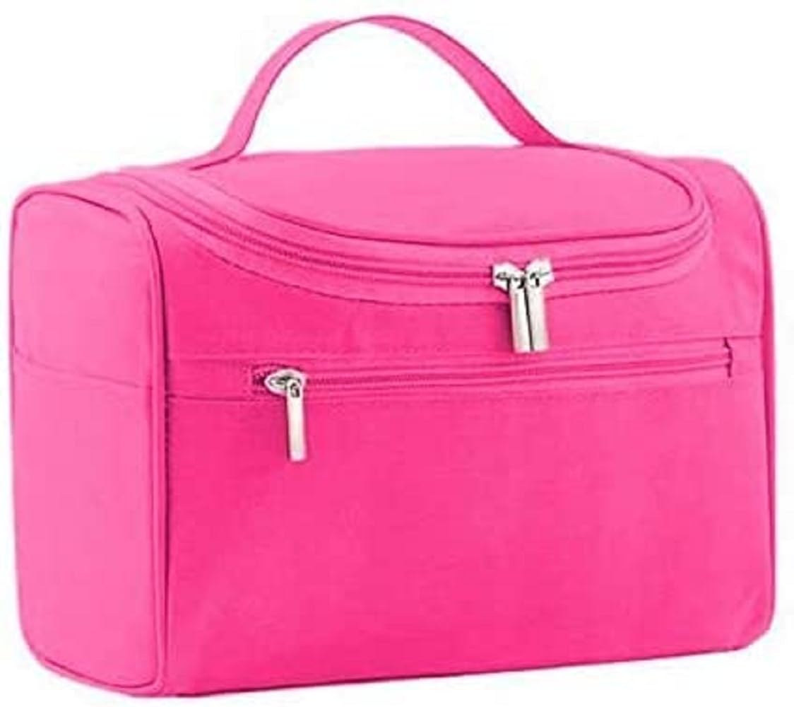 Onprix Travel Toiletry Bag with Hook - Waterproof Makeup Organizer Pouch for Women | Perfect Cosmetic Travel Kit for Vacation, Gym & Airplane (Pink)