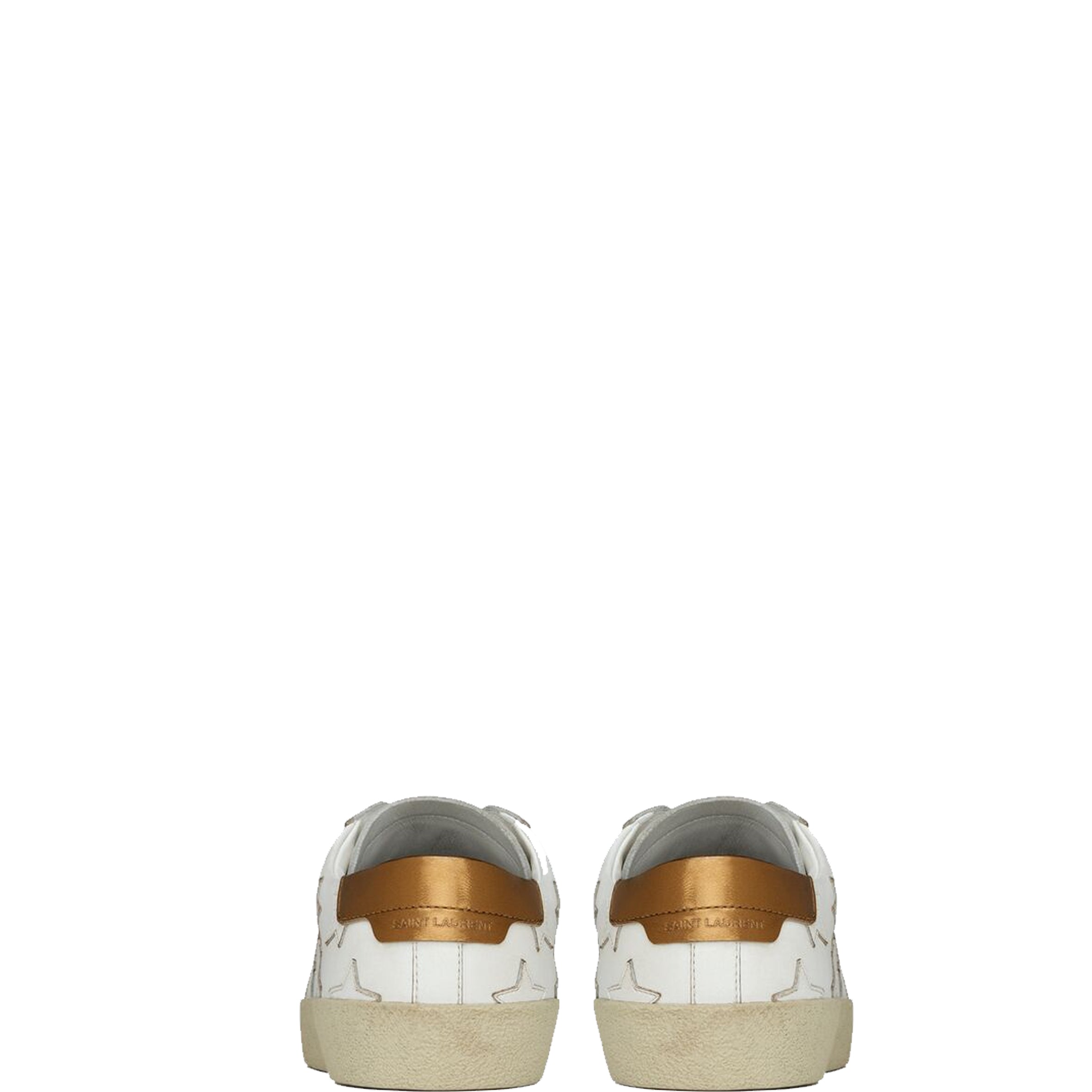 SL06 Gold Star Canvas Sneakers for Women - White & Gold Athletic Shoes | Comfortable Casual Walking Shoes for Gym, Running, Streetwear Fashion