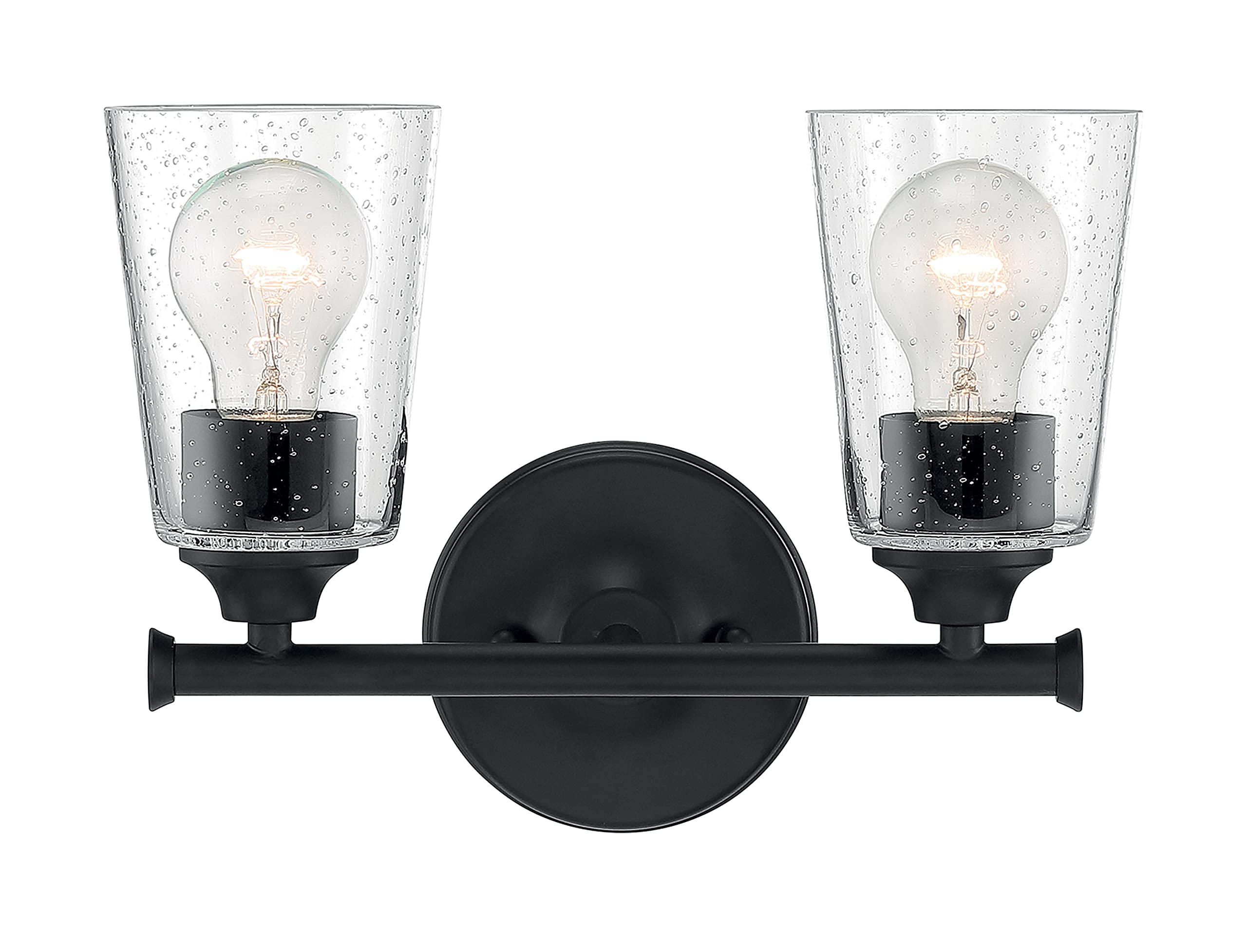 NUVO 60/7282 Bransel 2-Light Bathroom Vanity Light Fixture with Matte Black Finish - Perfect for Modern Bathroom, Powder Room & Dressing Room Lighting