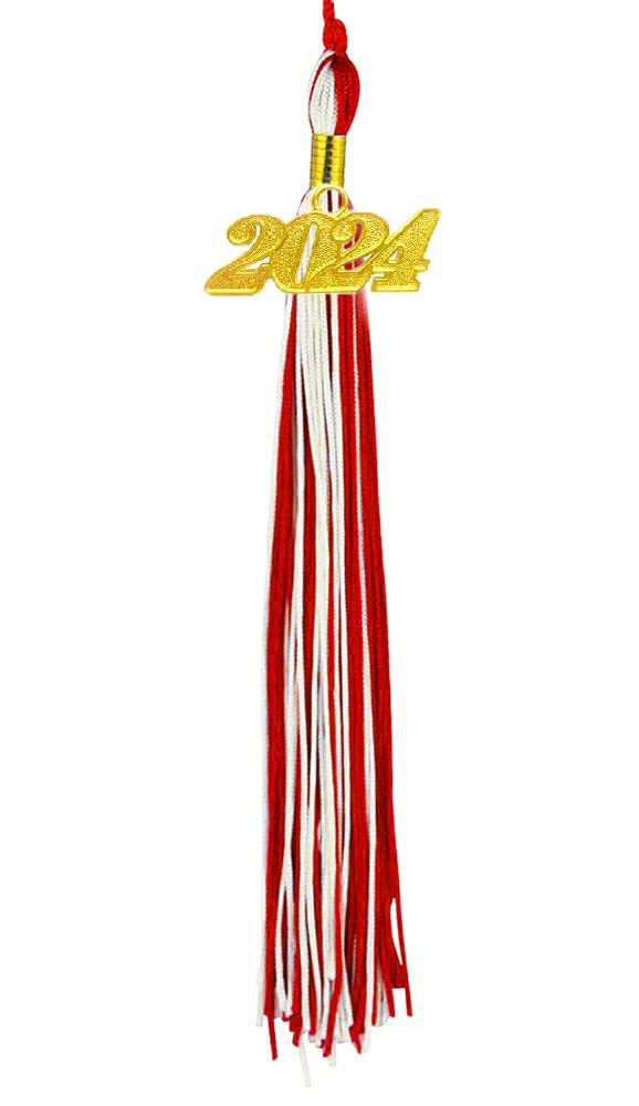 HEPNA 2024 Graduation Tassels - Red & White Honor Tassel for Commencement Ceremony & Photography - Perfect for High School, College Graduation Gifts & Photo Props