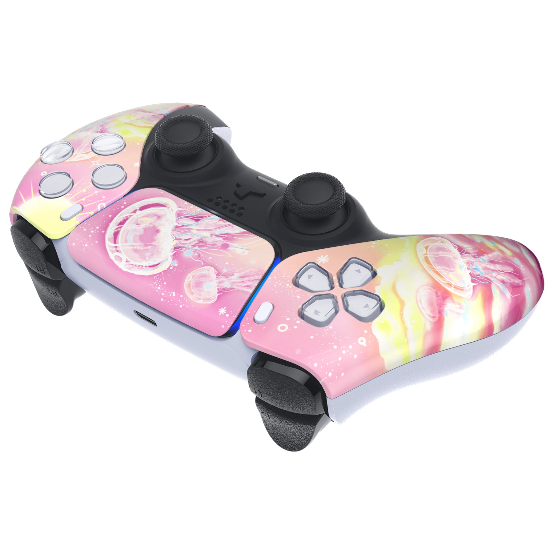 eXtremeRate Pink Jellyfish Touchpad Front Housing Shell for PS5 Controller BDM-010/020/030/040/050 - DIY Replacement Shell & Custom Touch Pad Cover (ZPFT1081G3) - Perfect for Gaming, Customization & Controller Protection