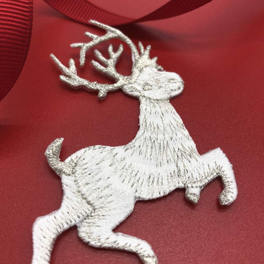 4Pcs Christmas Deer Iron-On Embroidery Patches - DIY Elk Applique for Hats, Clothes, Backpacks & Jeans - Festive Holiday Decor & Craft Supplies (Perfect for Christmas DIY Projects & Gift Making)