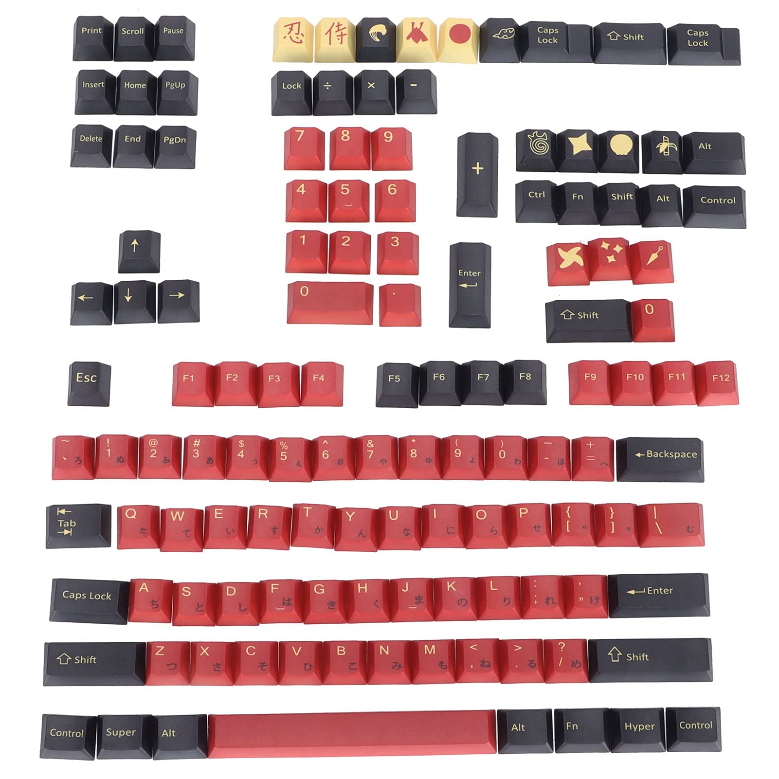 128-Key Japanese Anime Keycaps Set - Cartoon Style Gaming Keyboard Keycaps with Keycap Puller - Compatible with Most Mechanical Keyboards - Perfect for Gaming, Typing & Office Work