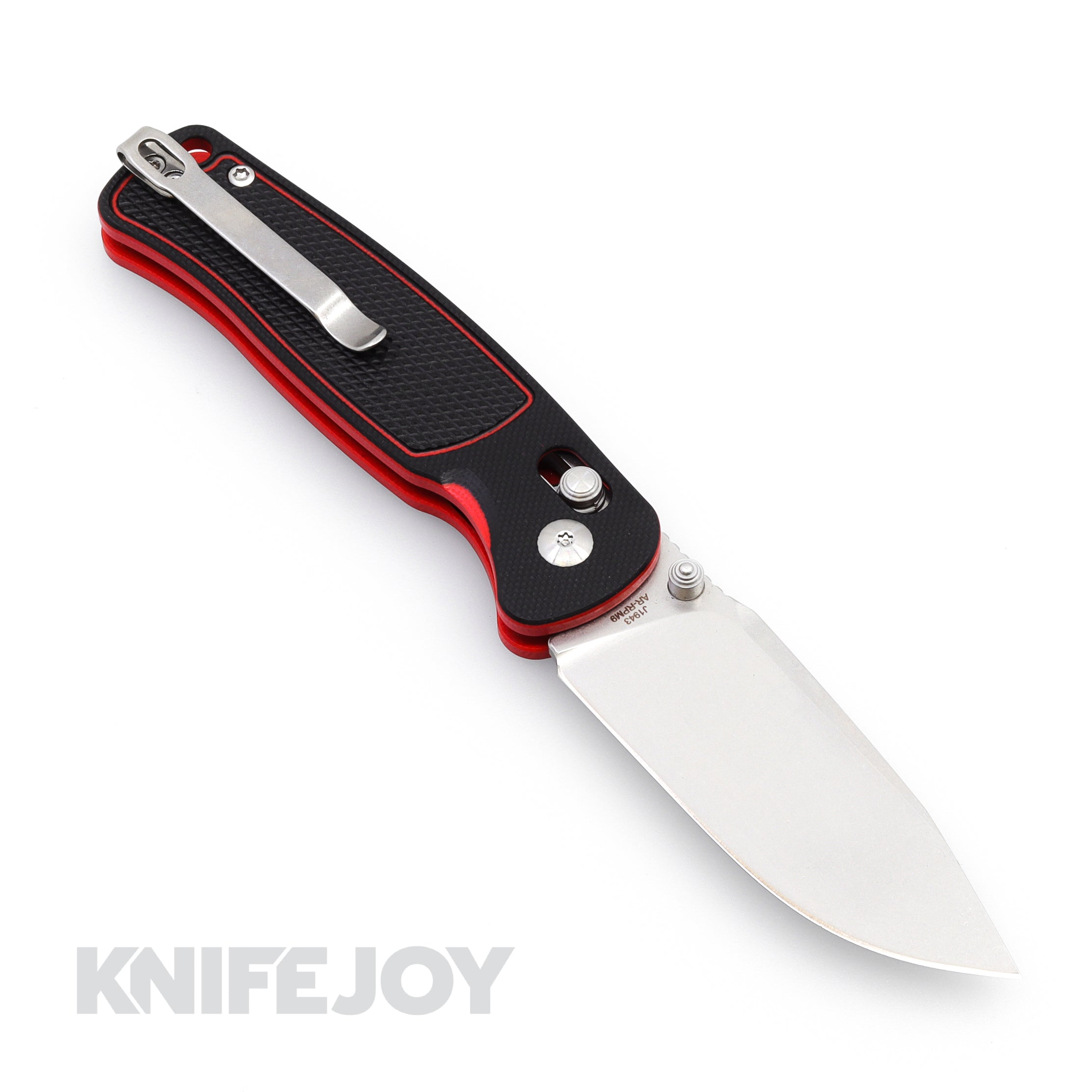 CJRB 1943BRE Shale Crossbar Lock Folding Knife - Stonewash Drop Point Blade, Black/Red G10 Handle - EDC Pocket Knife for Camping, Hiking & Outdoor Adventures