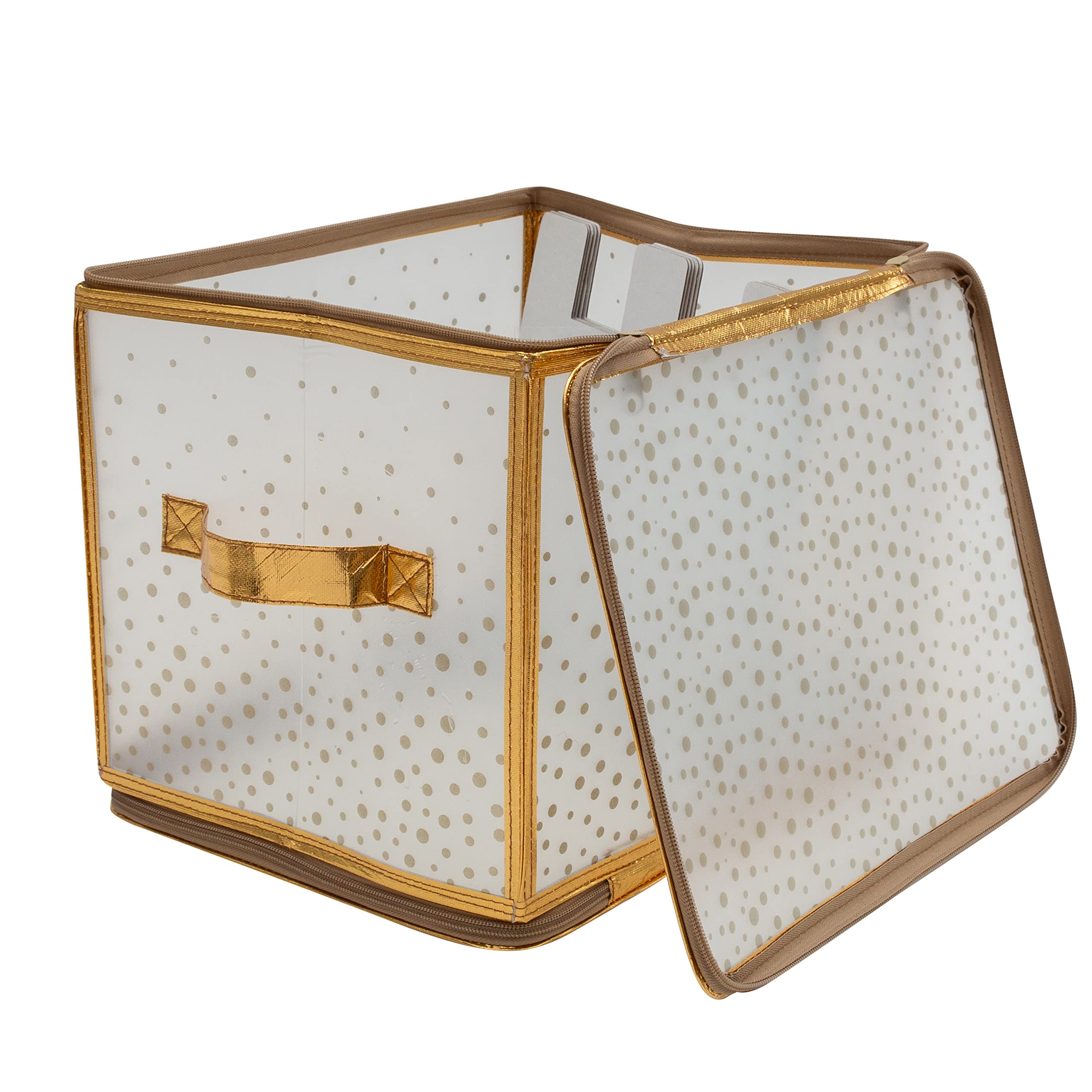 Simplify Holiday Light Organizer Box - Stores 500 Christmas Lights with 5 Divider Reels | Collapsible Storage Solution for Tree String Lights | Ultra-Zip Gold Design | Perfect for Holiday Decor Organization & Off-Season Storage