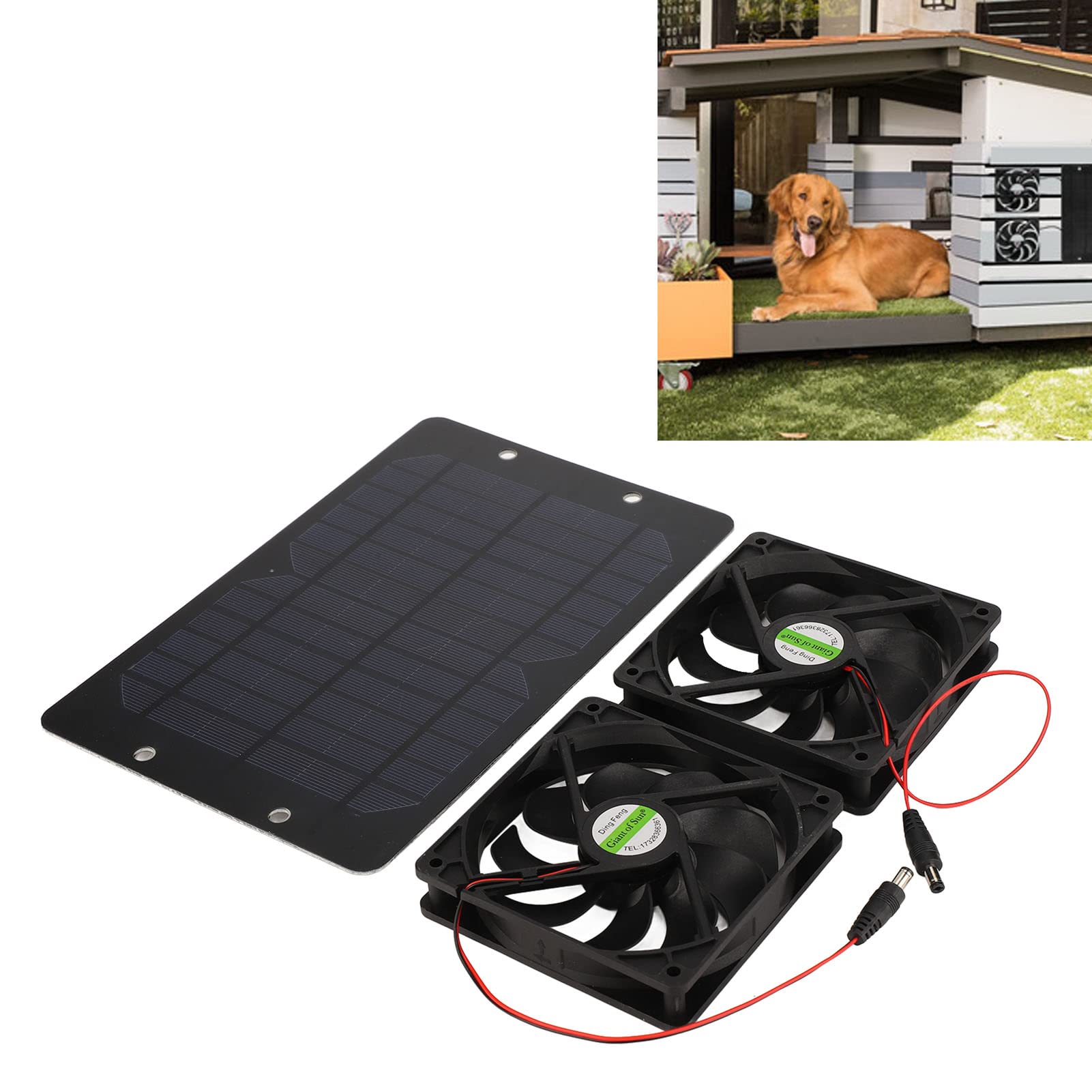 Solar Powered Exhaust Fan Kit - 10W 12V Waterproof Dual Fan for Chicken Coop, Greenhouse, Attic Cooling | Energy Efficient Ventilation for Dog House, Shed, Pet Houses & Windows | Perfect for Summer Heat Relief & Air Circulation