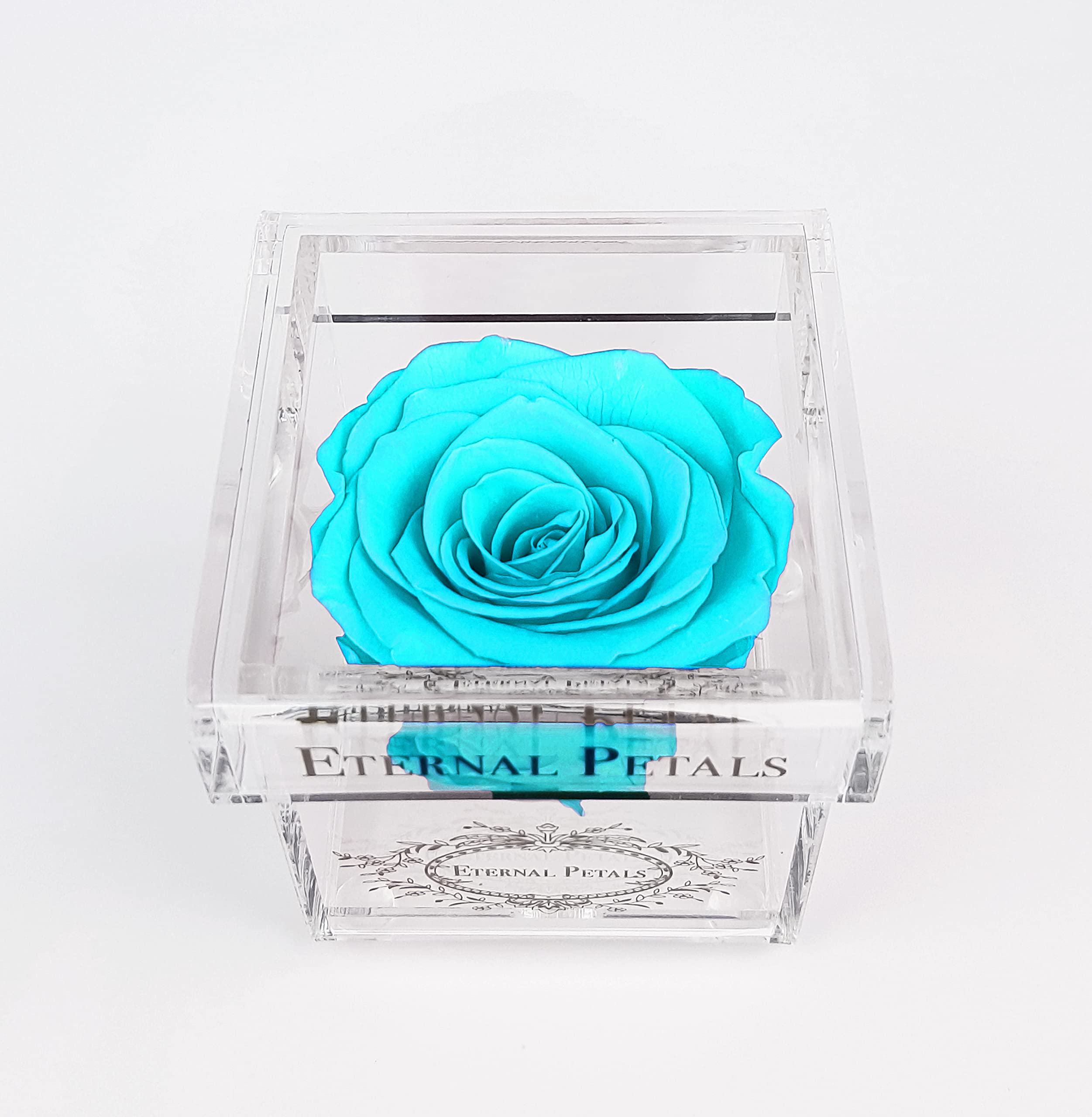 Eternal Petals - Real Preserved Rose That Lasts 1+ Years | Handmade in London | 18K White Gold Tiffany-Style Jewelry | Perfect Anniversary Gift & Luxury Home Decor