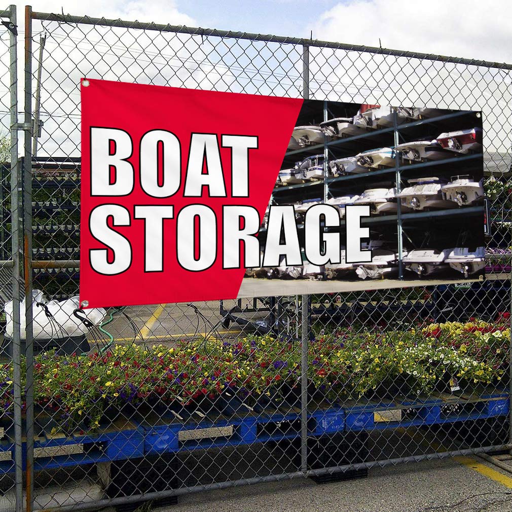 Custom Vinyl Banner 48x96 Inches - Heavy Duty Weatherproof Boat Storage & Outdoor Advertising Sign with 8 Grommets for Business, Industrial Yard & Event Use