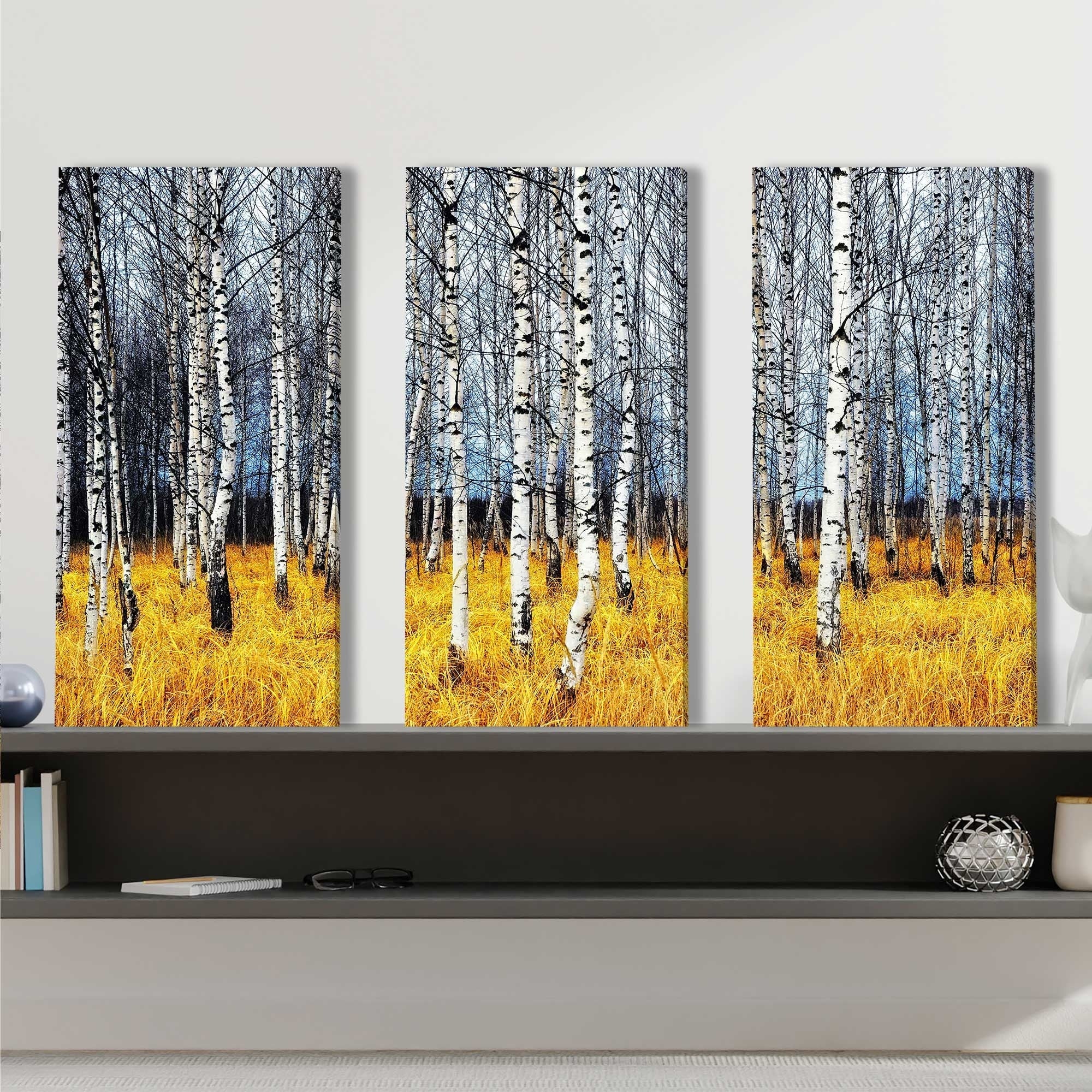 Birch Trees 2 3-Piece Canvas Wall Art Set - Modern Nature Decor for Living Room, Bedroom & Office