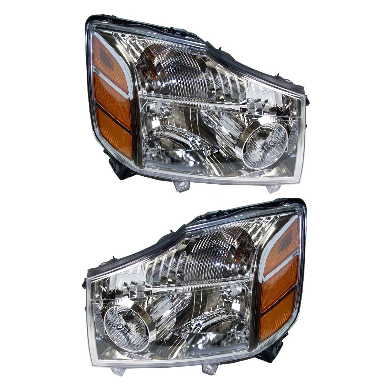 Nissan Armada Titan Headlights Pair Set - Compatible with 2004-2007 Models | Durable Replacement Headlamps for Improved Night Driving & Off-Road Visibility