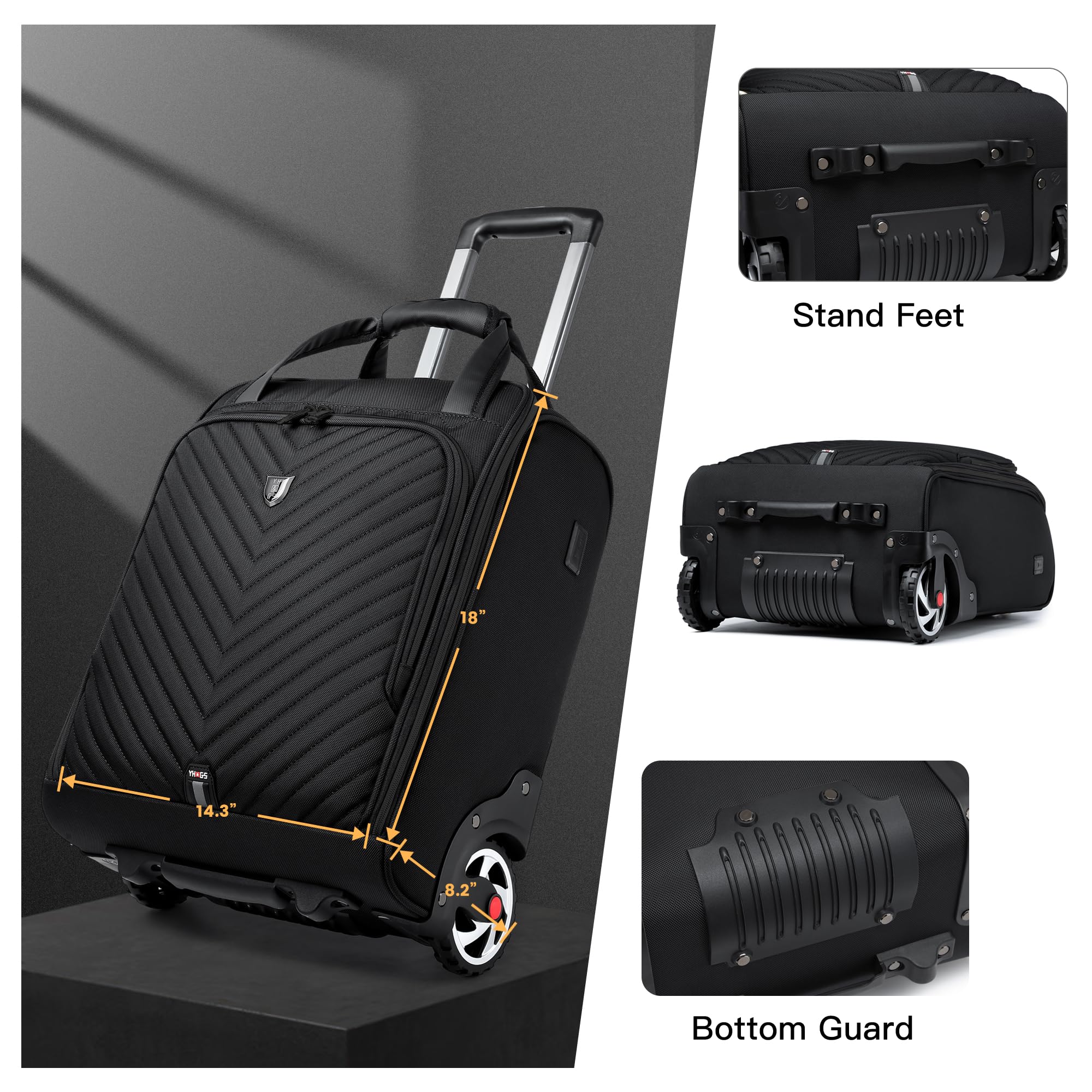 18 Inch Carry-On Underseat Luggage with Wheels - Lightweight Softside Suitcase for Air Travel, Business & Overnight Trips - Perfect for Women's Business Travel & Weekend Getaways