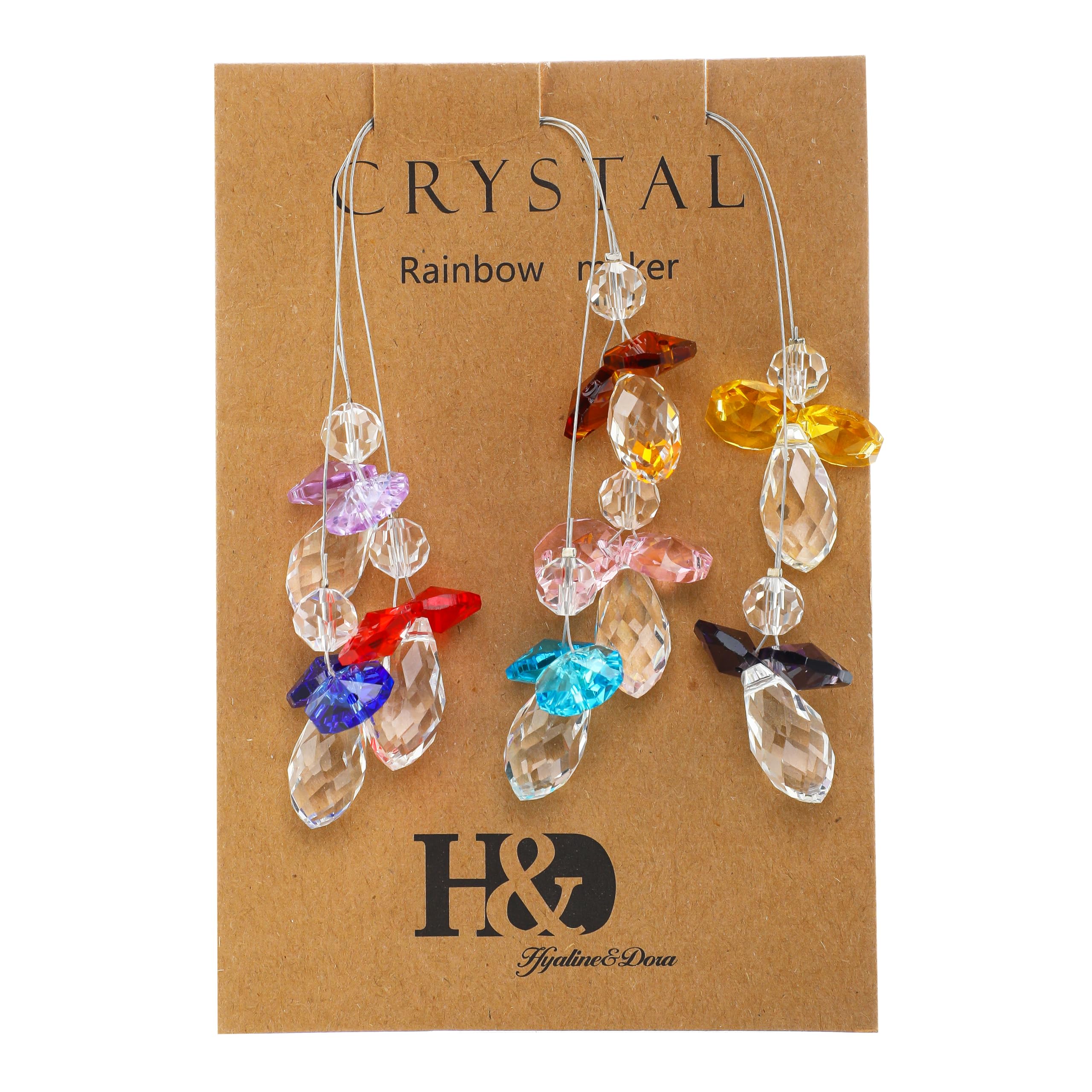 H&D HYALINE & DORA Crystal Angel Suncatcher - 7pcs Rainbow Window Prism Decor, Stained Glass Effect Light Catcher for Home, Office, Garden & Spiritual Healing Space
