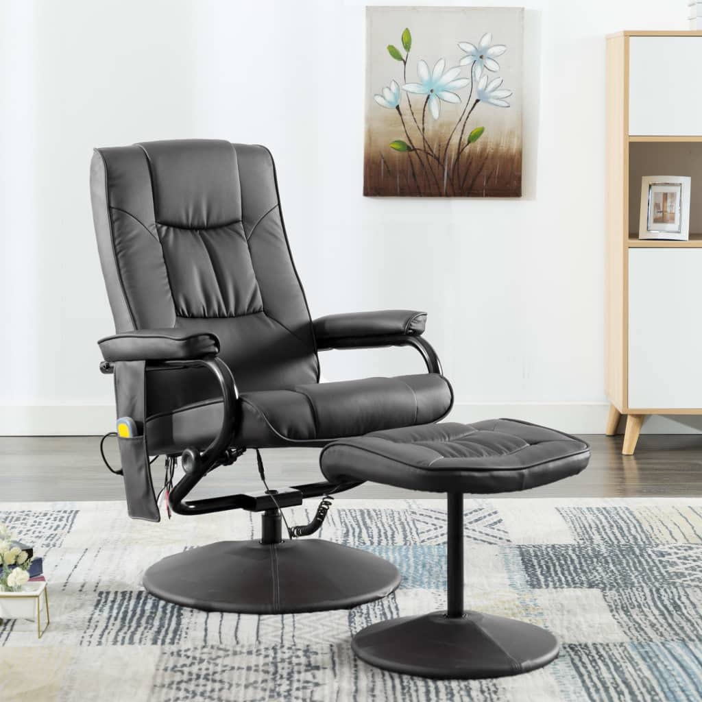 Best-Selling vidaXL Massage Chair with Foot Stool - Faux Leather Recliner for Home & Office, Multiple Color Options - Perfect for Relaxation, Pain Relief & Stress Relief in Living Room, Bedroom or Workspace