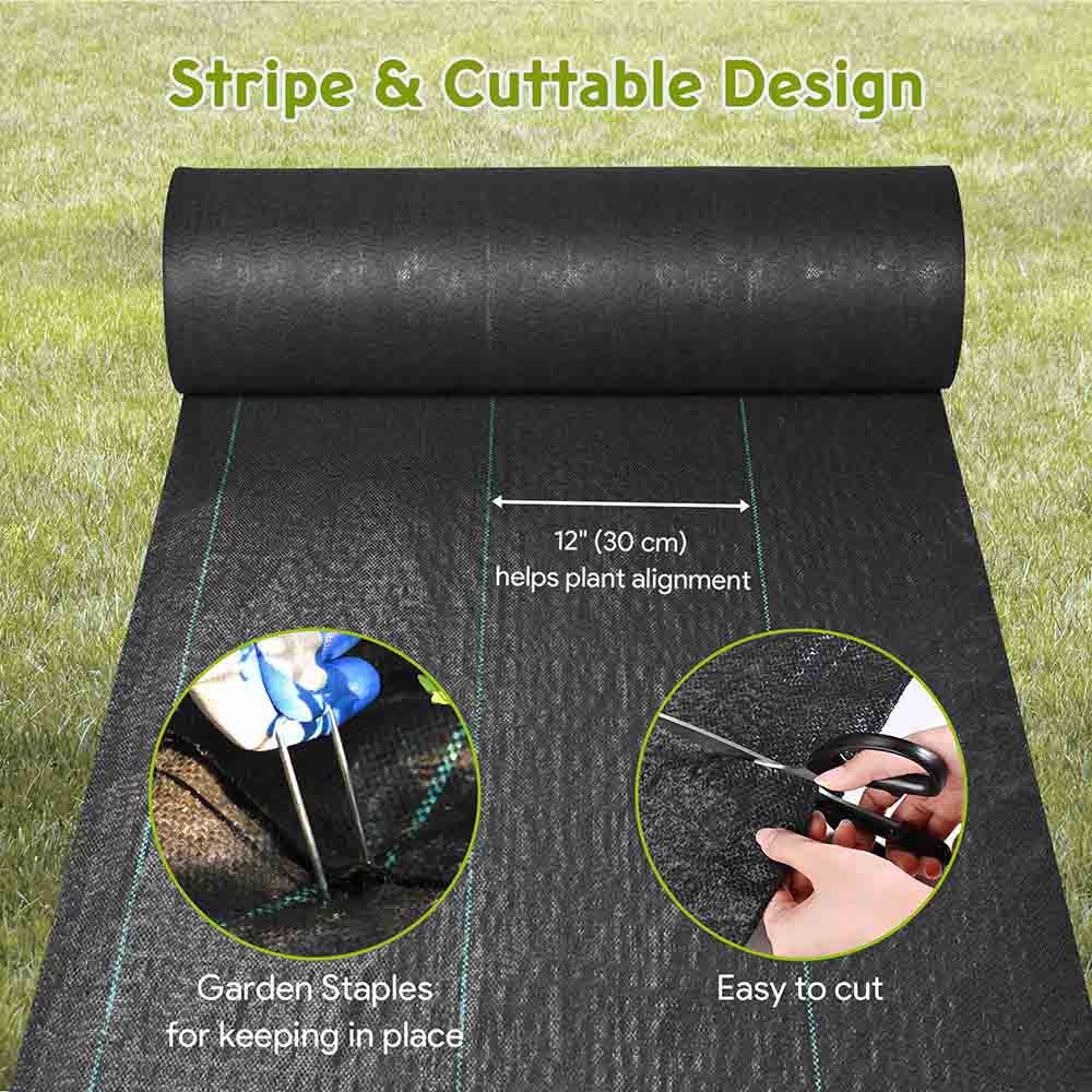Premium 3ft x 100ft Weed Block Landscape Fabric - Heavy Duty 5.6oz Woven Polypropylene Ground Cover for Garden Beds, Pathways & Mulch Areas - Durable Weed Control Barrier for Lawns, Yards & Landscaping Projects