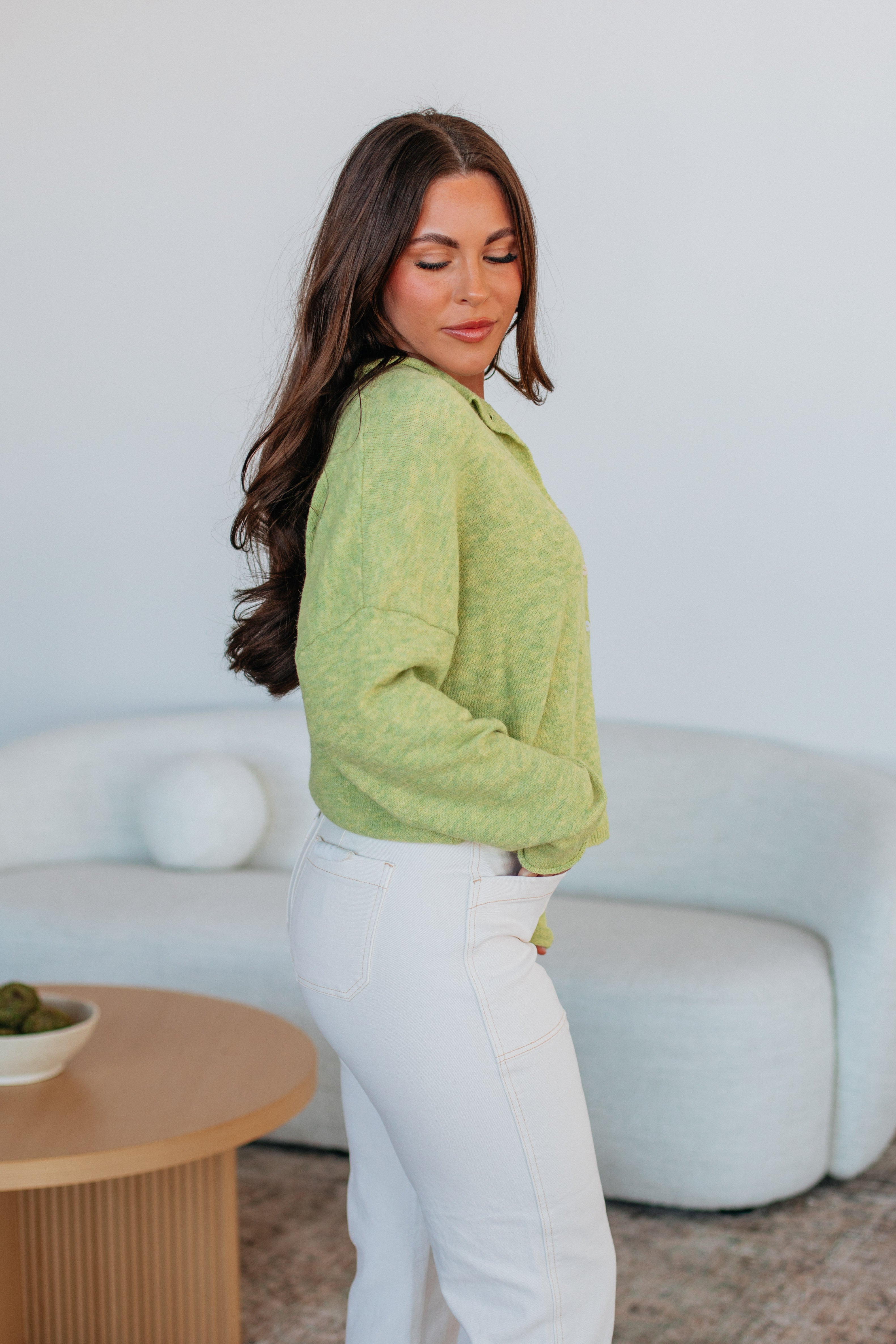 Brooke Cardigan - Soft & Stylish Women's Knit Sweater in Lemongrass | Perfect for Casual Outfits & Layering in Fall & Winter