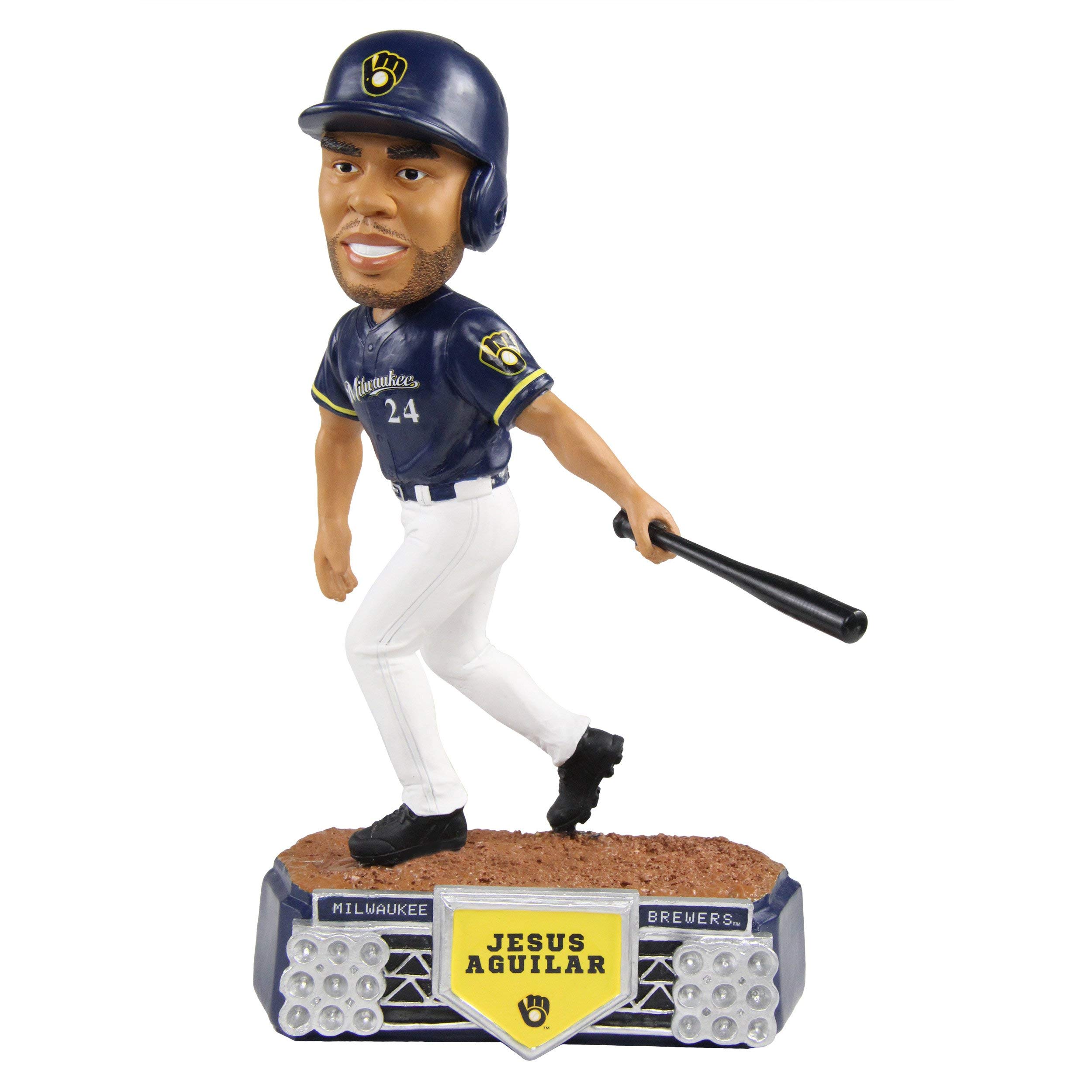 Jesus Aguilar Milwaukee Brewers Bobblehead - Special Edition MLB Collectible with Stadium Lights - Perfect for Baseball Fans, Sports Memorabilia Collectors & Home Decor