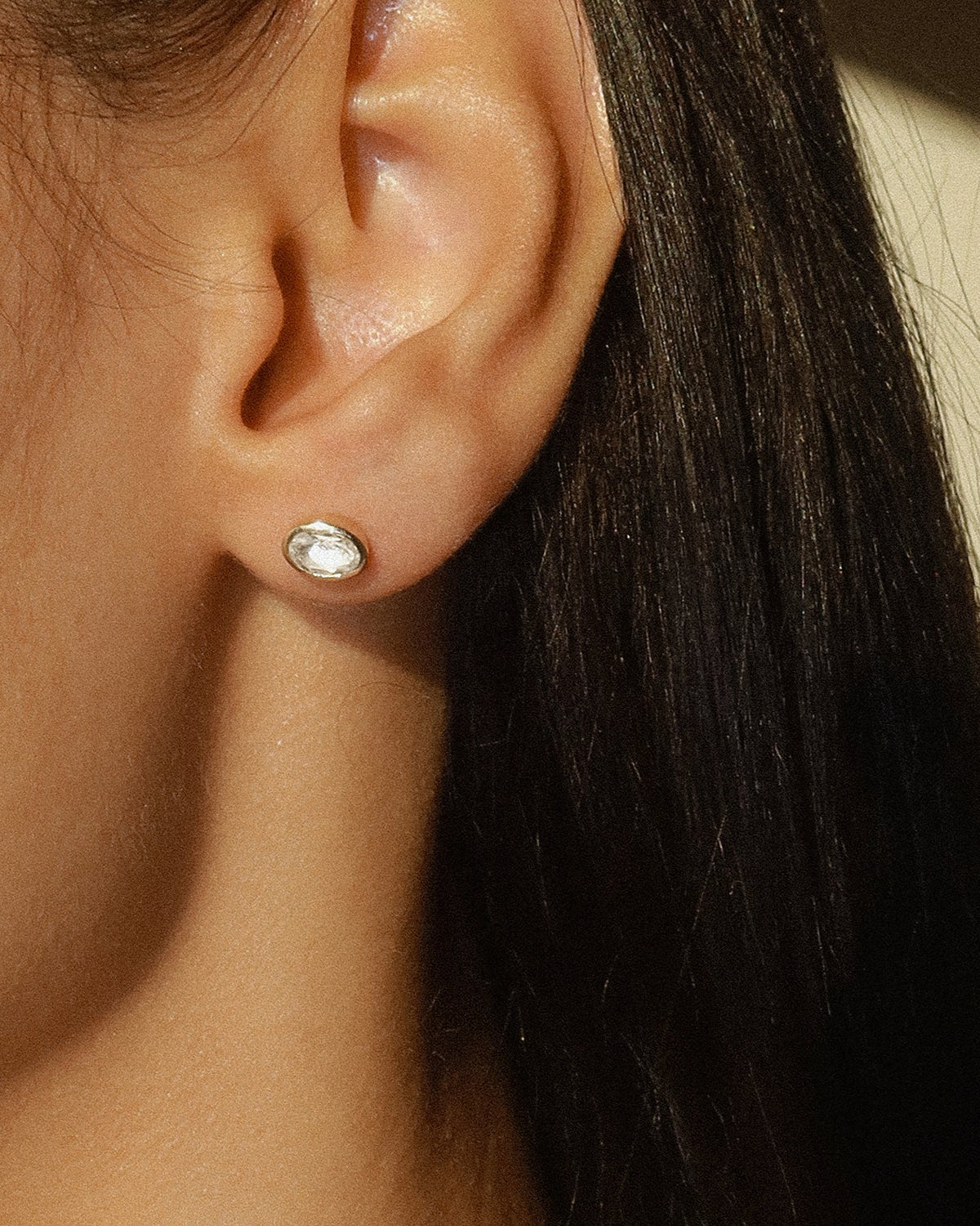 Oval Bezel Stud Earrings for Women - Elegant Gold/Silver Cubic Zirconia Earrings for Daily Wear & Special Occasions
