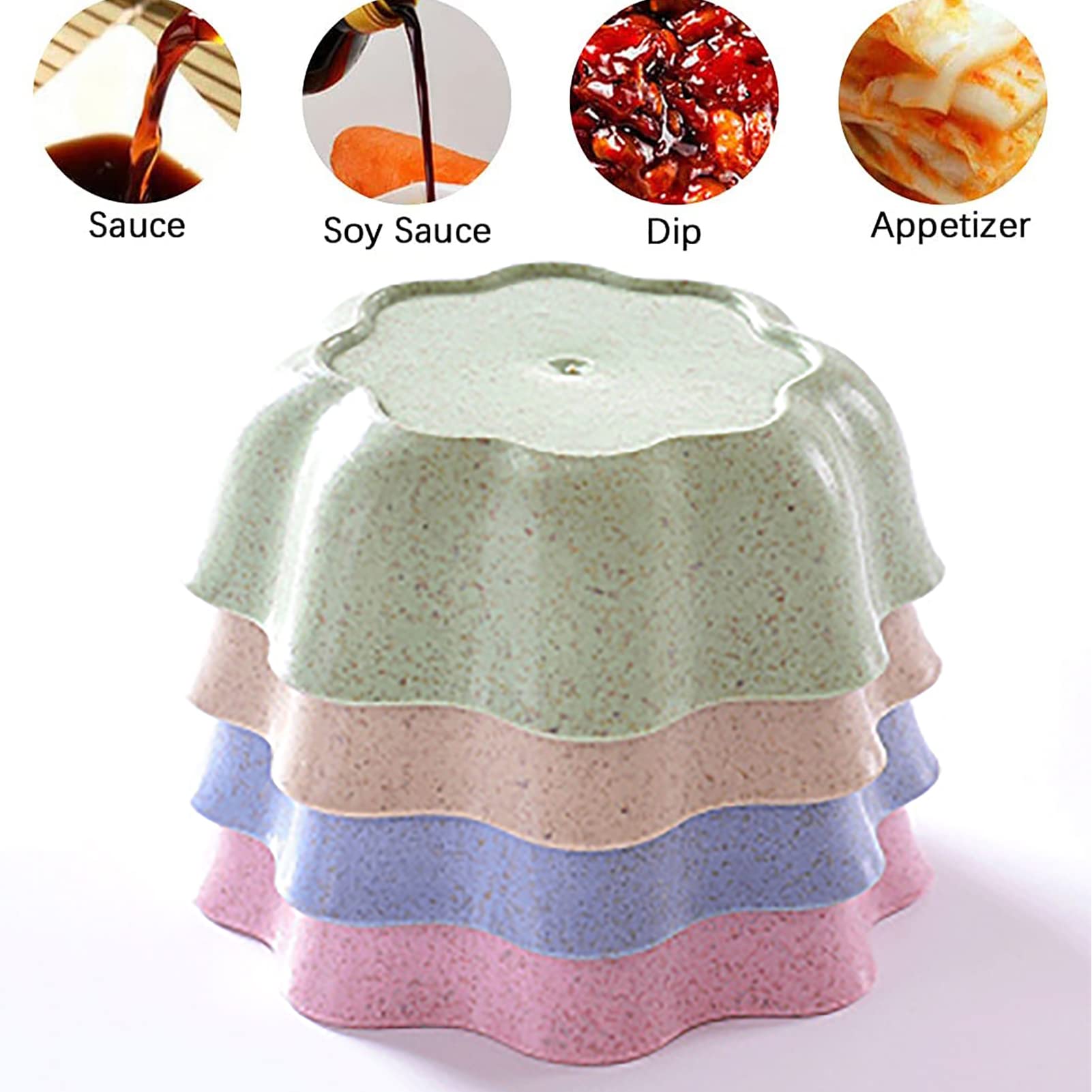 8-Piece Small Soy Sauce Dipping Bowls Set - Eco-Friendly Wheat Straw Mini Appetizer Plates for Sushi, Dumplings & Asian Cuisine | Perfect for Restaurants, Home Dining & Party Serving