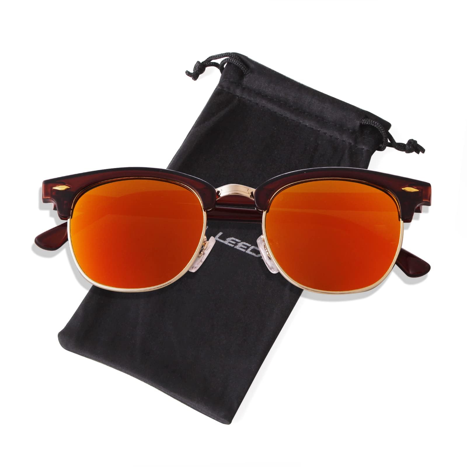 VIA LEECA Semi Rimless Polarized Sunglasses for Men & Women - Classic Half Frame Driving Shades with 100% UV Protection - Perfect for Driving, Outdoor Sports & Beach Activities