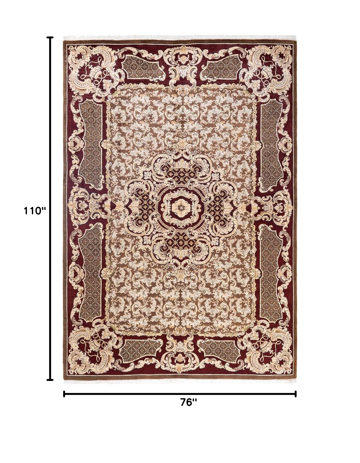 Handmade Wool Oriental Mogul Brown 6x9 Area Rug - Traditional Hand-Knotted One-of-a-Kind Solo Rugs for Living Room, Bedroom & Home Decor