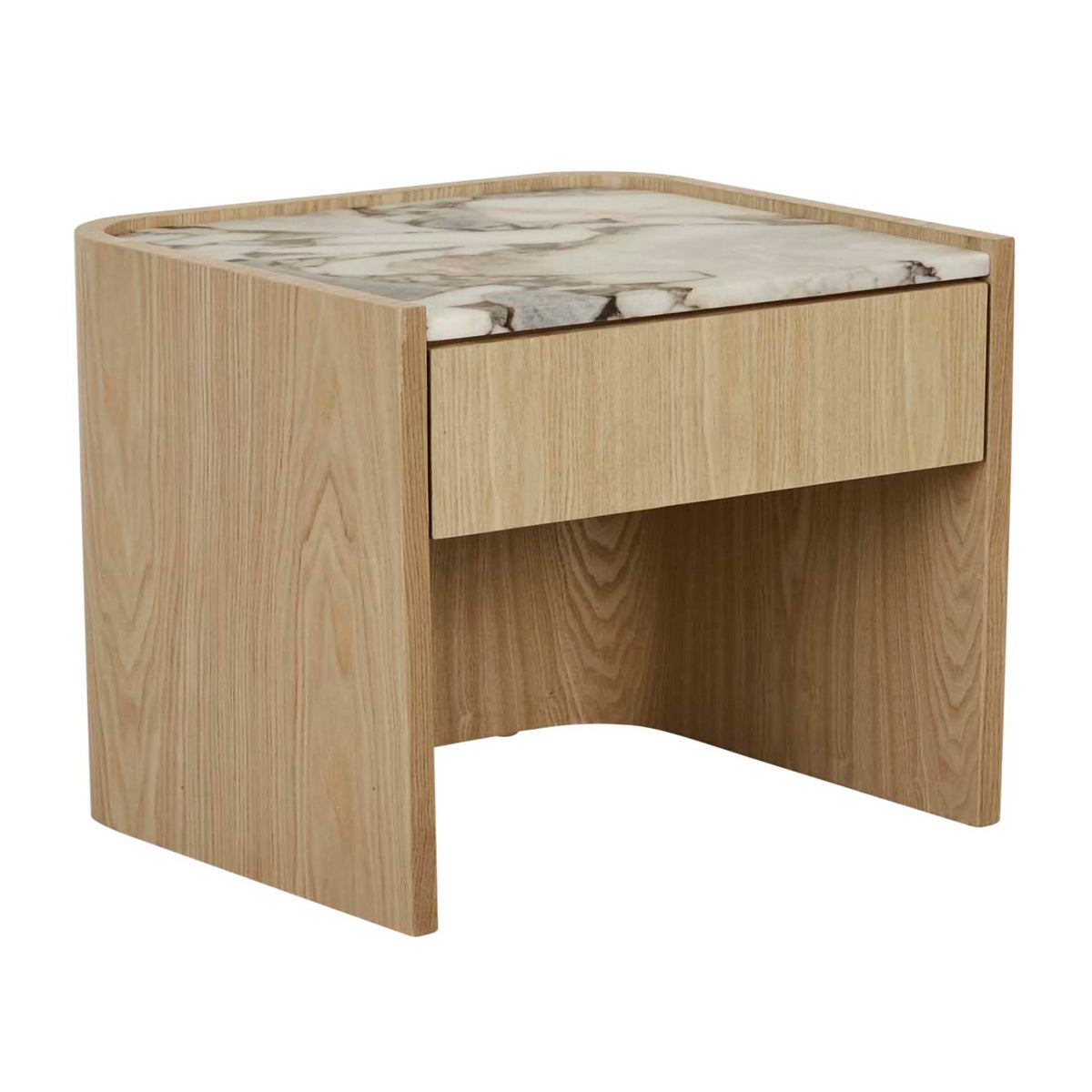 Globe West Elsie Bedside Table - Modern Nightstand with Storage Drawer for Bedroom, Living Room & Office - Stylish Wooden End Table with Shelf