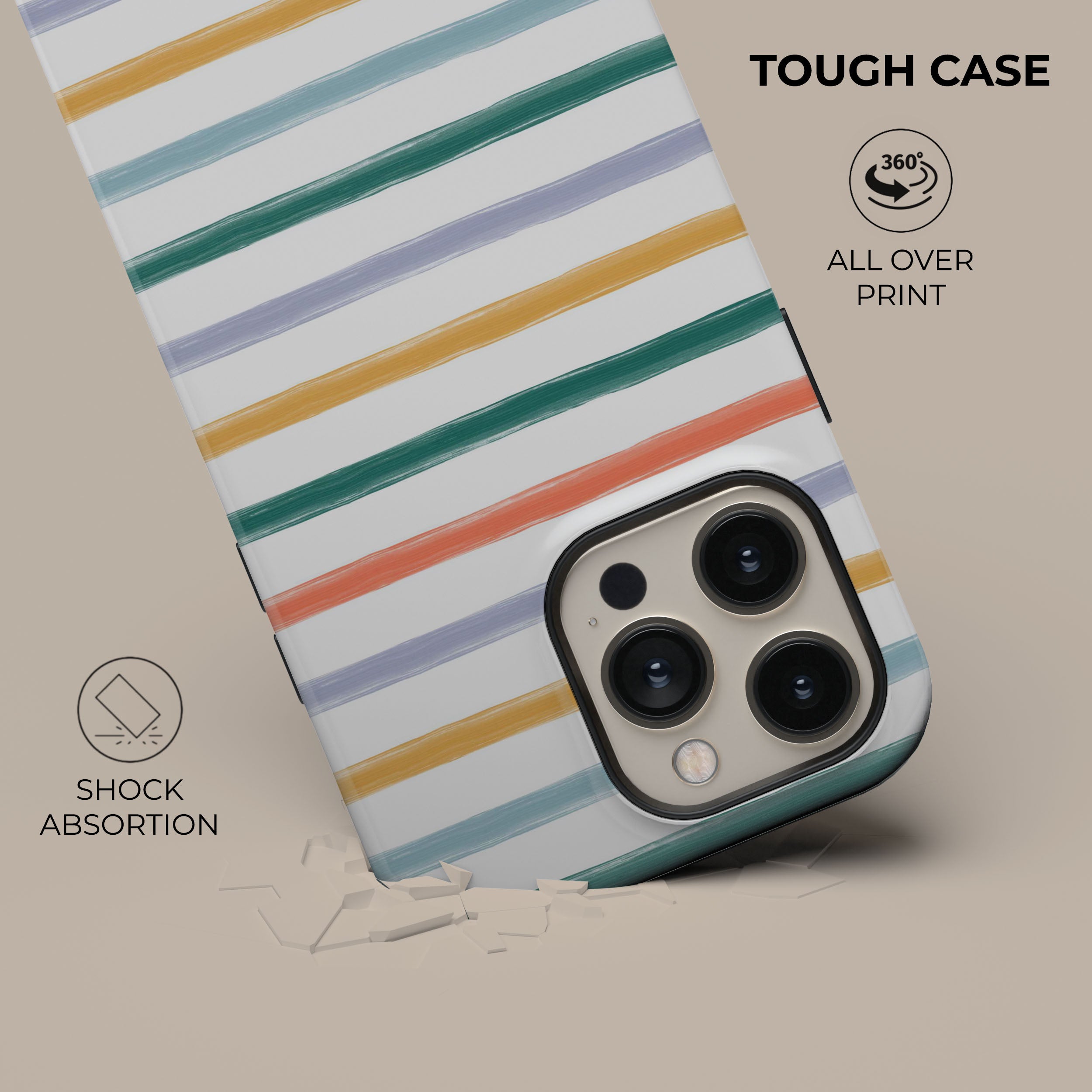 Stylish Summer Stripes Phone Case - Trendy Protective Cover for iPhone & Samsung - Perfect for Beach, Travel & Everyday Use