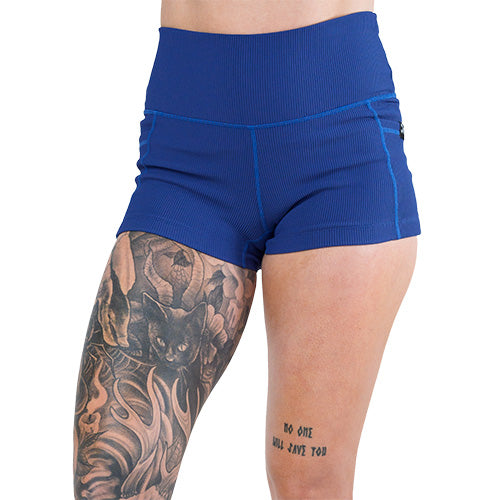 Men's Ribbed Navy Shorts - Comfortable Stretch Fit for Gym, Running & Casual Wear