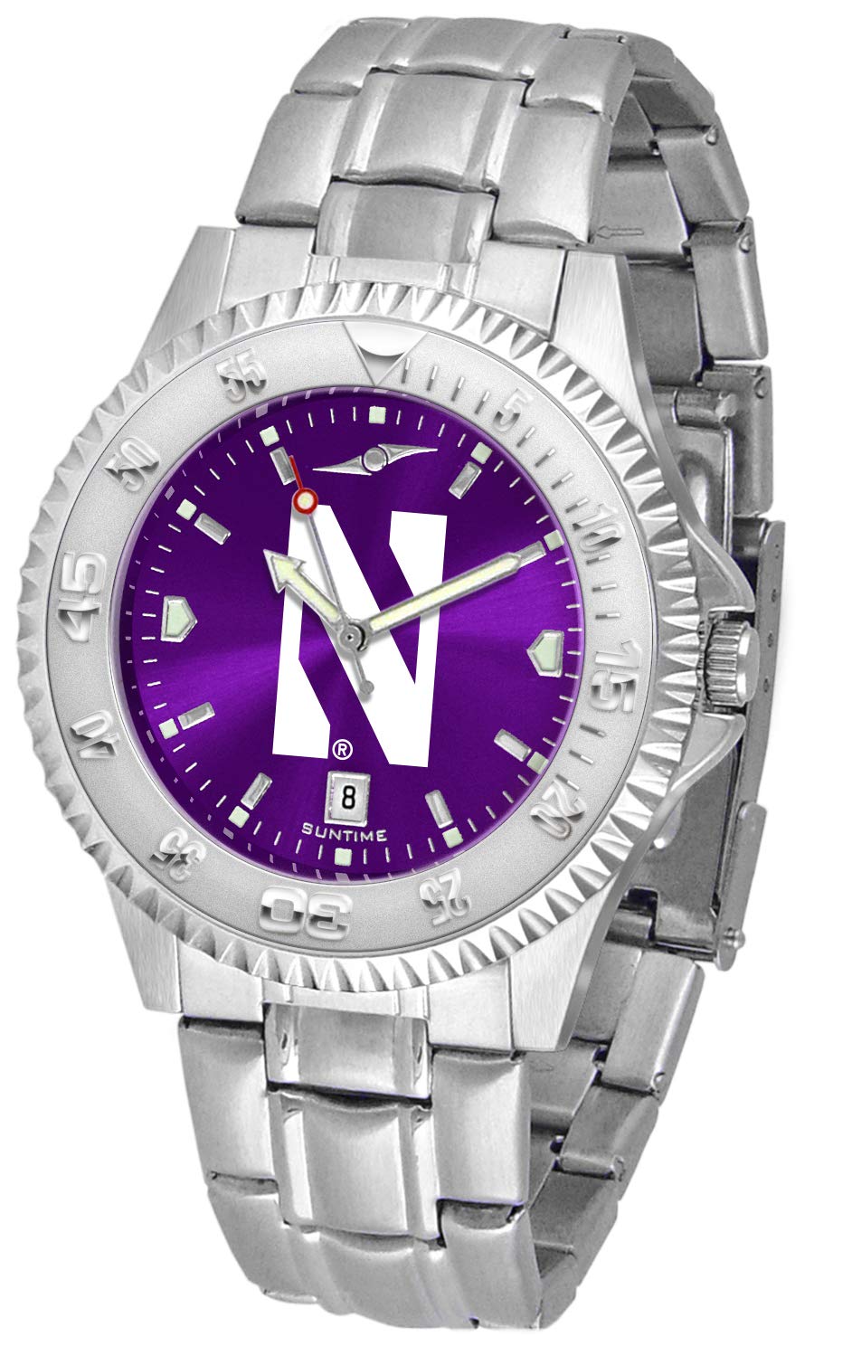 Sun Time Northwestern Wildcats Men's Steel Competitor Watch with Anochrome Dial - Perfect for Game Days, Campus Life & Sports Enthusiasts