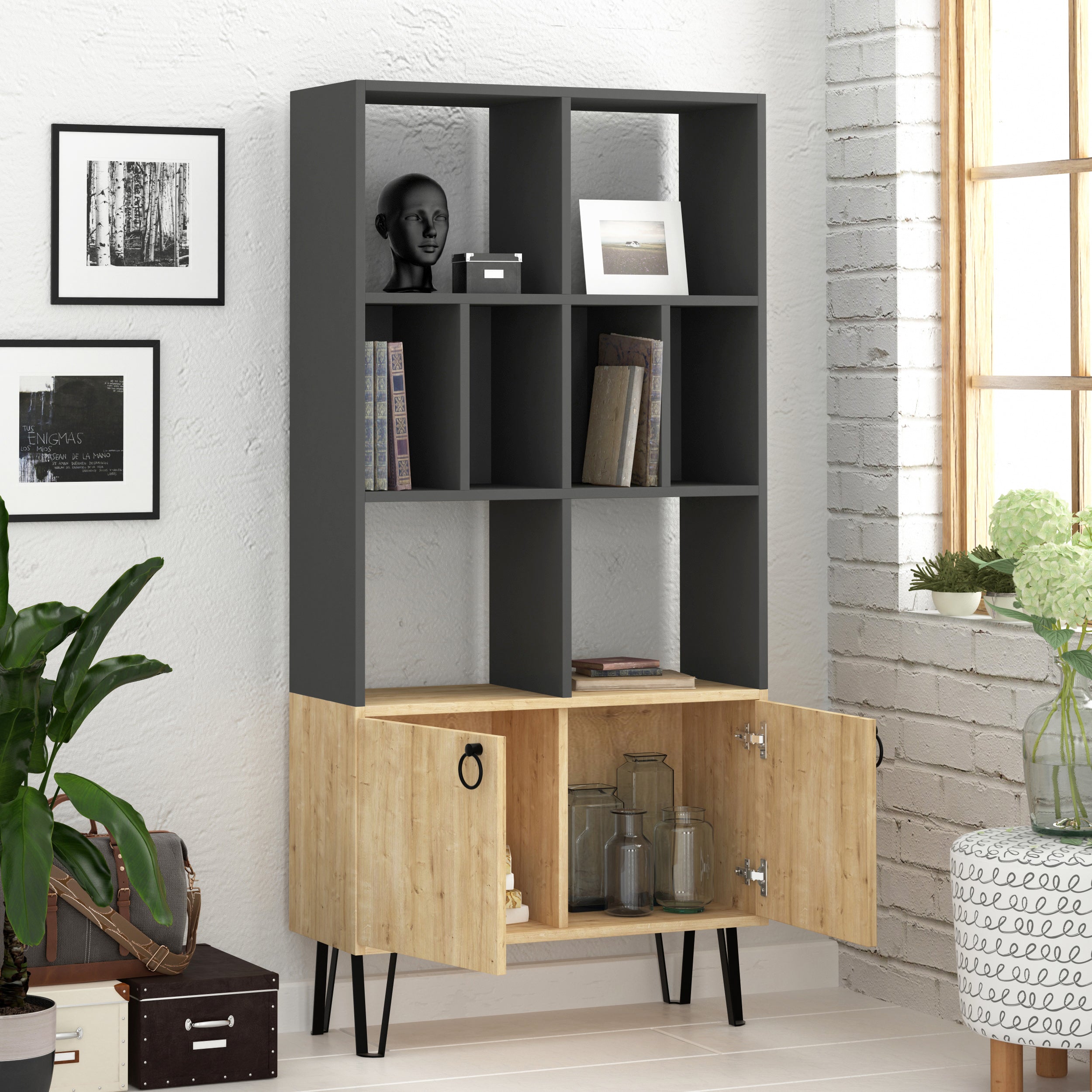 Rayburn Bookcase - Modern Wooden Bookshelf for Home & Office - Stylish Storage for Books, Decor & Essentials | Perfect for Living Room, Bedroom, Study & Office Spaces