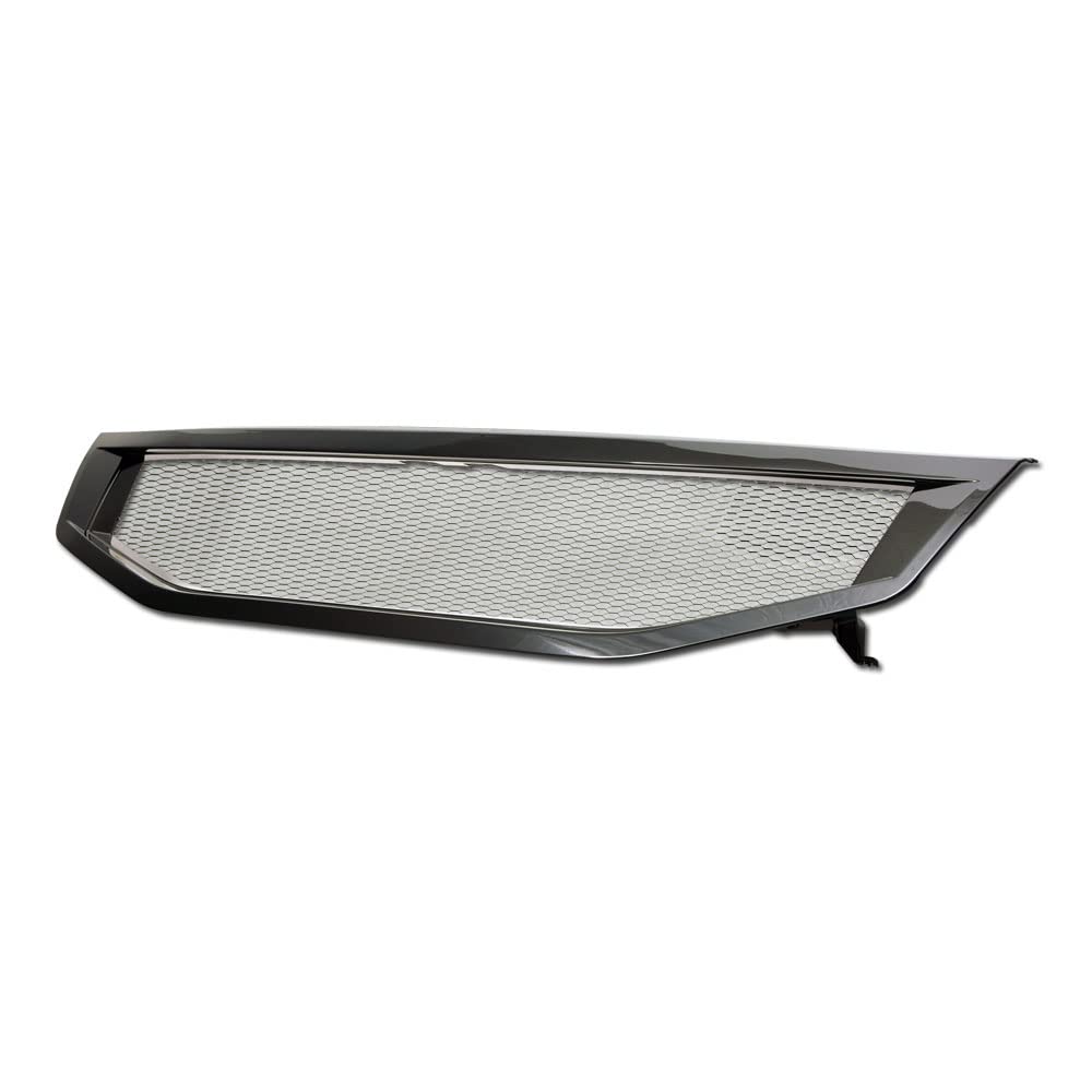 Glossy Black T-R Aluminum Mesh Front Hood Bumper Grill Grille Guard ABS for 2011-2012 Honda Accord 4-Door Sedan - Enhances Vehicle Style & Protection for Daily Driving & Car Shows