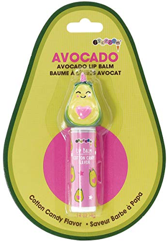 Kawaii Avocado Shaped Cotton Candy Scented Lip Balm by iScream - Moisturizing & Sweet-Smelling Lip Care for Girls, Teens & Adults - Perfect for School, Travel & Daily Hydration