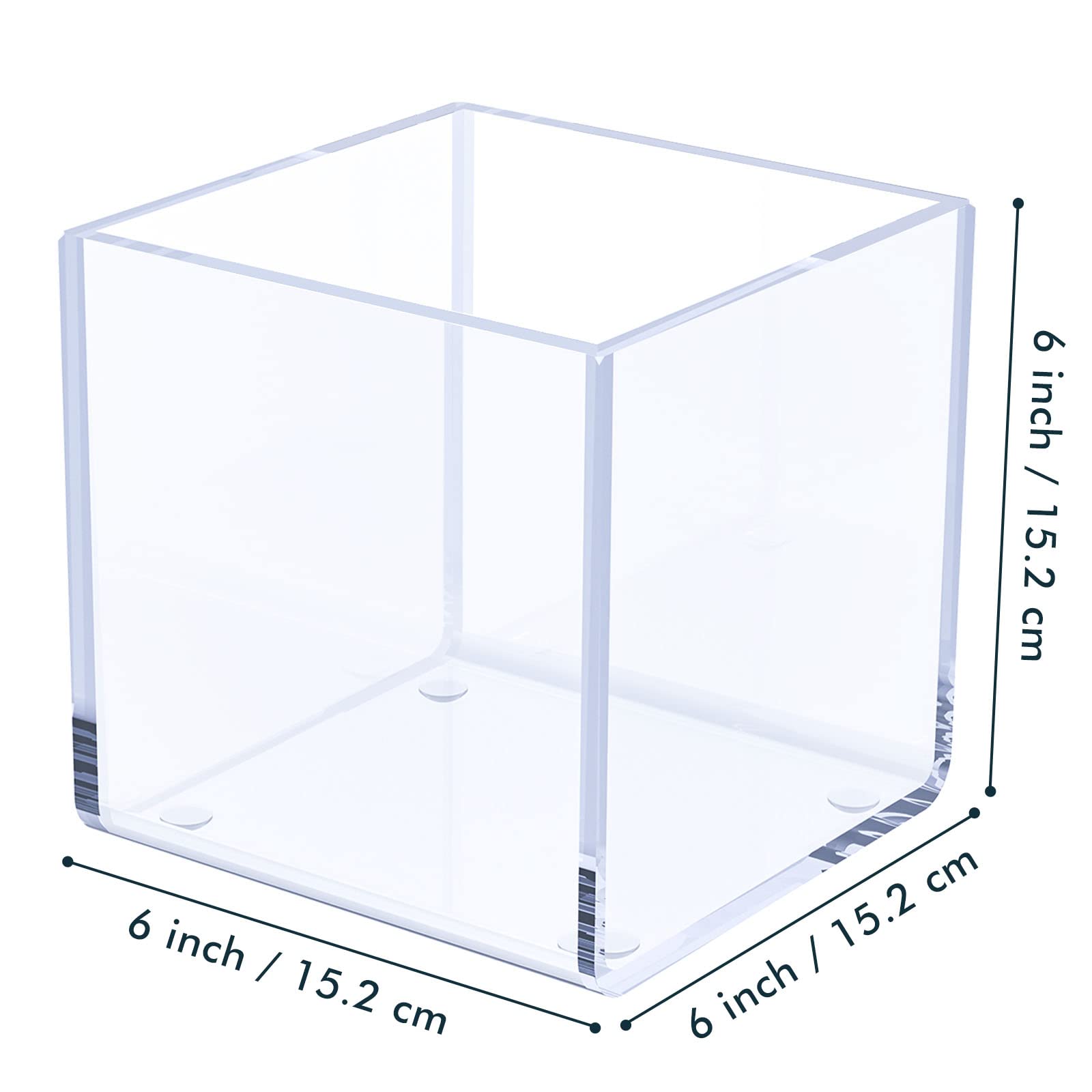 Kamehame Clear Acrylic Vase - 6x6x6 Inch Modern Square Cube Flower Vase for Centerpieces, Succulent Planters, Home & Office Decor - Perfect for Weddings, Table Settings, and Floral Arrangements