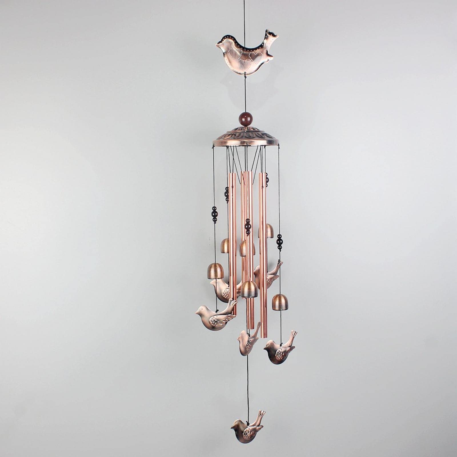 Handmade NA Animal Wind Chime - Red Copper Iron Love Bird Pendant for Garden, Patio, Yard Decor - Unique Outdoor Gift for Bird Lovers & Home Decoration