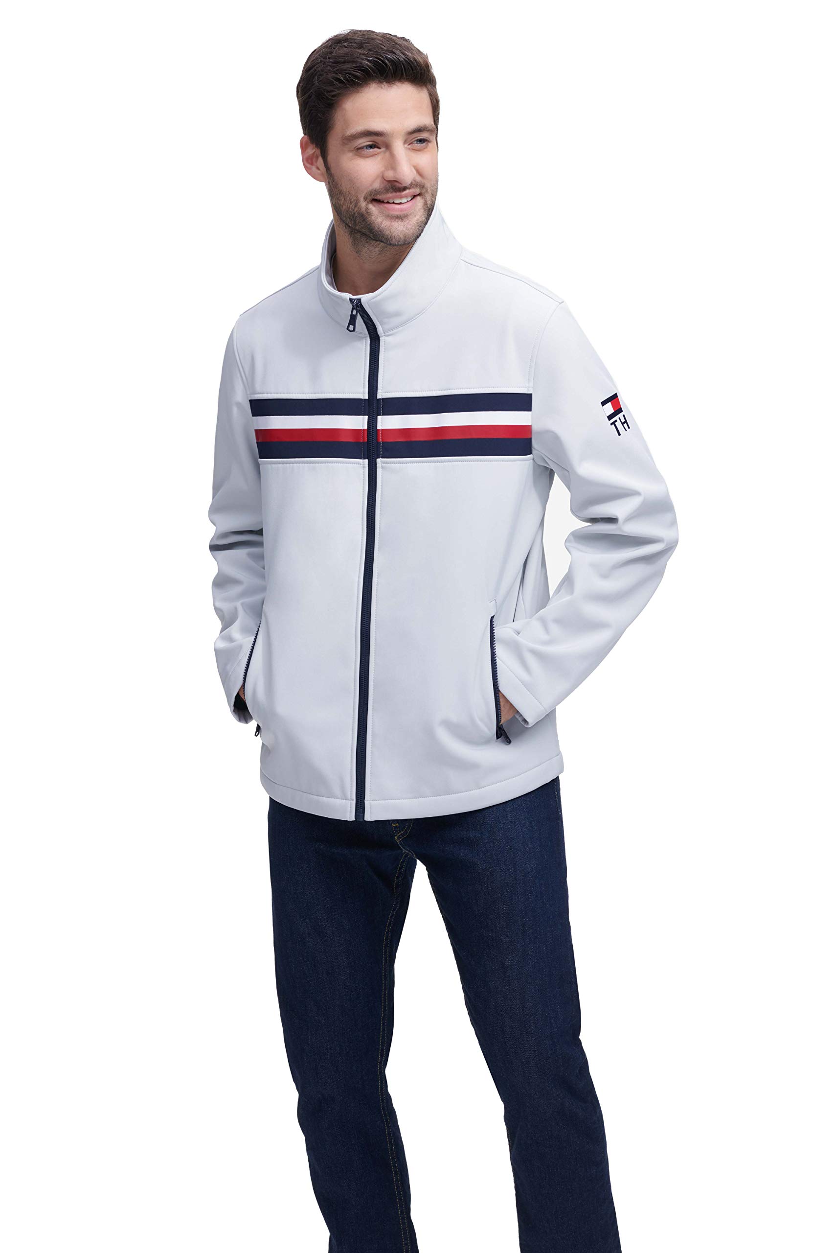 Tommy Hilfiger Men's Waterproof Soft Shell Jacket - Lightweight Windproof Winter Coat for Hiking, Running & Outdoor Activities