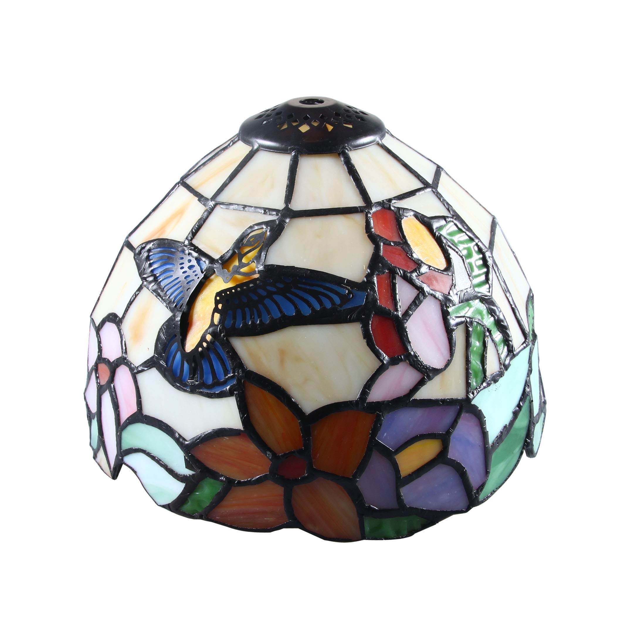 Tiffany Style Table Lamp Shade - Handcrafted Stained Glass Mediterranean Design for Bedroom, Dining Room & Living Room Decor - Perfect for Home, Office & Gift Giving