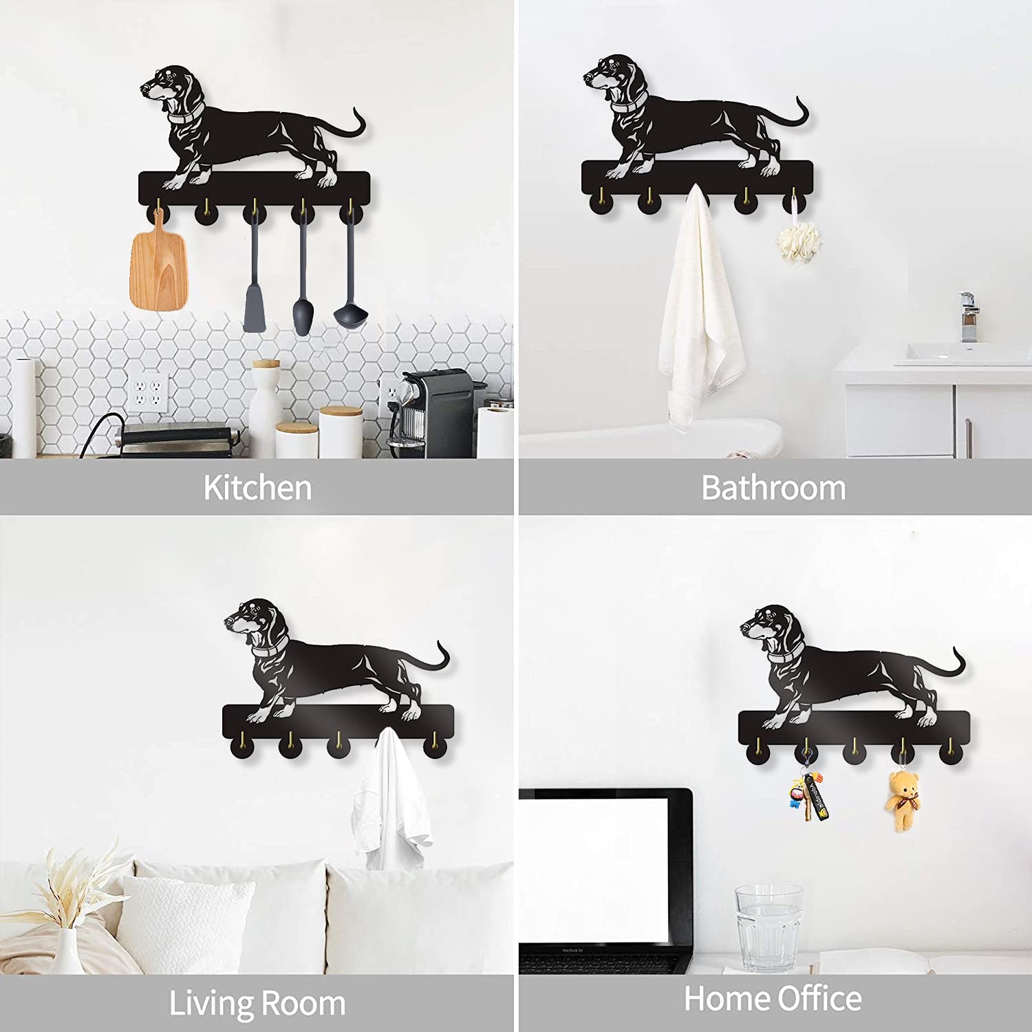 KingLive Dog Key Hook - Wall Mounted Adhesive Key Rack Organizer with Decorative Hanger for Entryway, Living Room, Hallway & Kitchen - Perfect for Home, Office & Apartment Organization