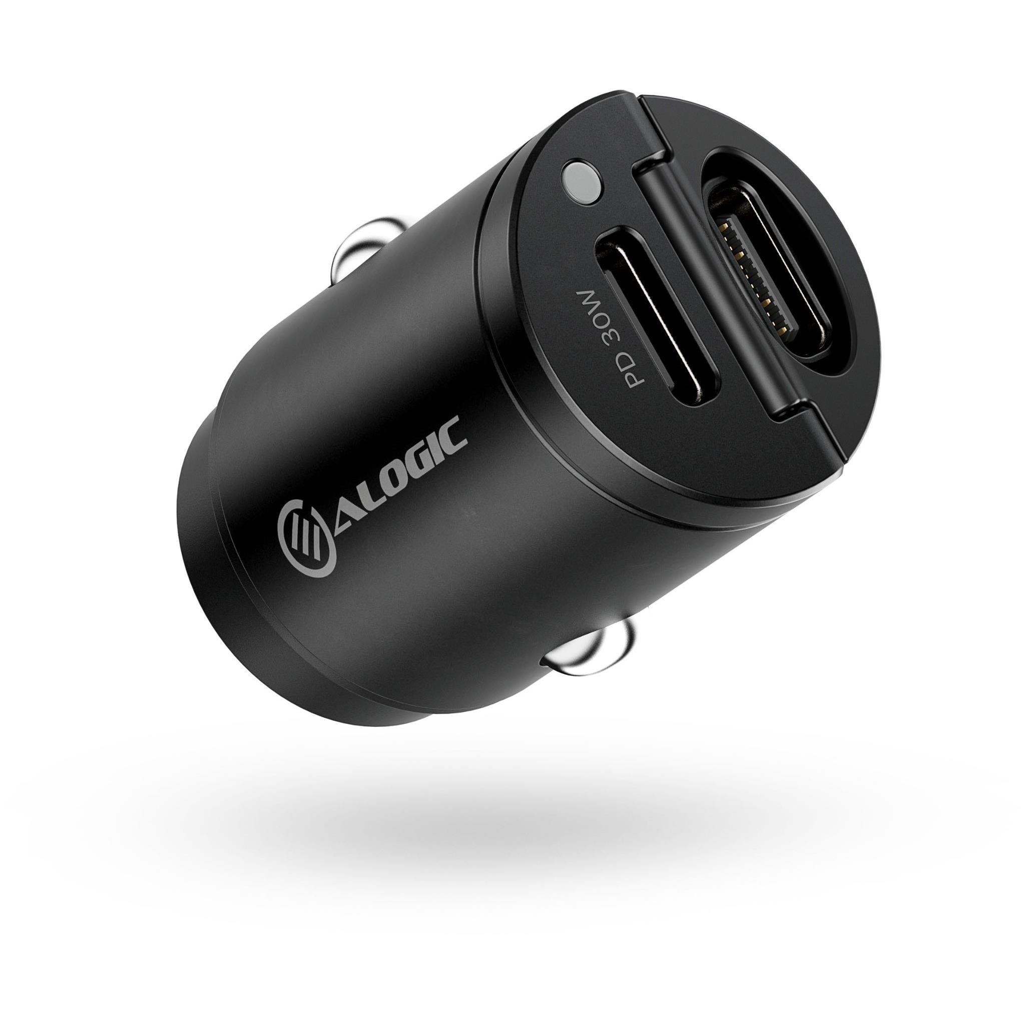 ALOGIC 30W Fast Car Charger with Dual USB-C Ports - Compact & Powerful for iPhone, Android, and More | Perfect for Road Trips & Daily Commutes