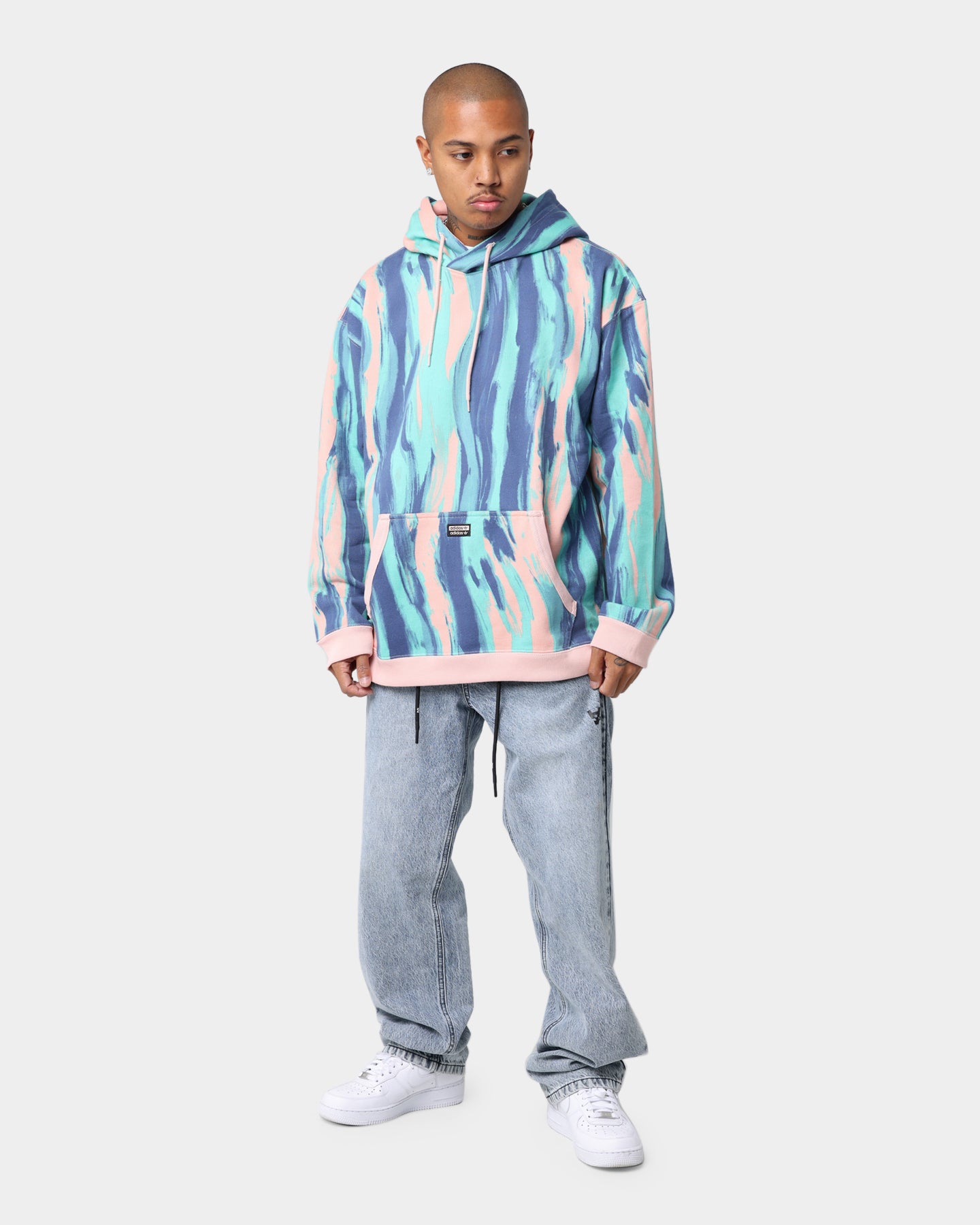 Adidas Women's Marbled Paint Hoodie - Vapour Pink/Mulberry Pullover Sweatshirt | Casual Streetwear for Gym, Running & Everyday Wear