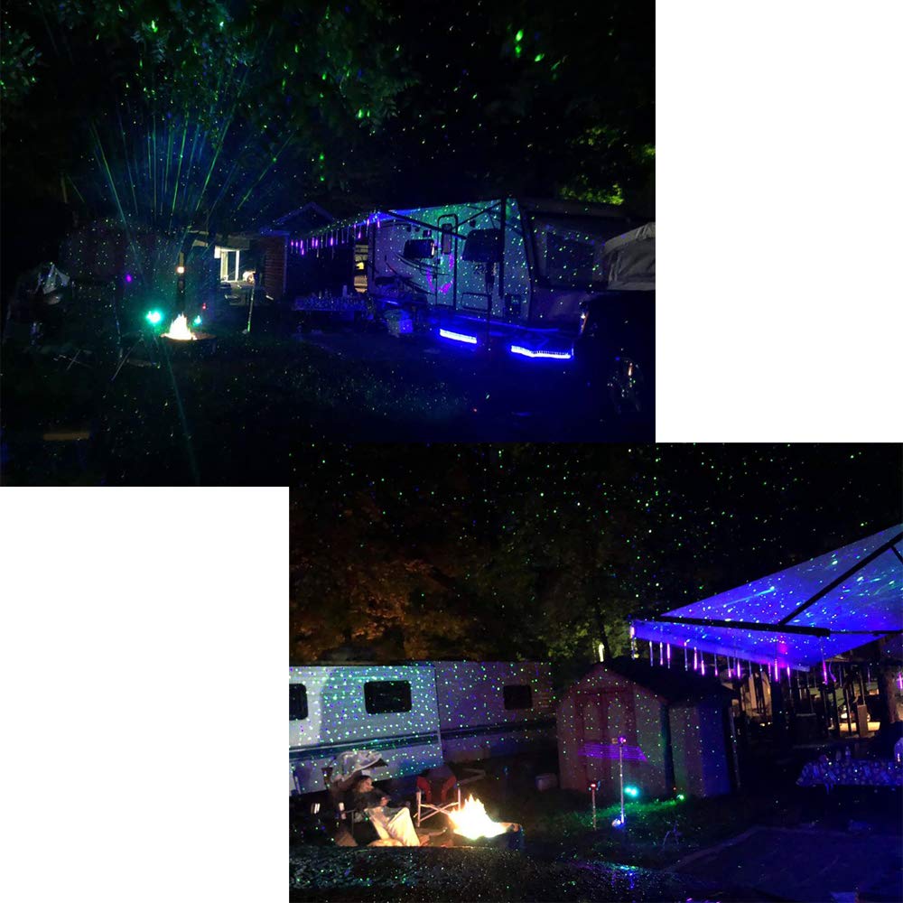 Poeland Solar Garden Lights with Moving Laser Projection - Firefly & Star Effect for Outdoor Christmas Decor (Blue/Green) | Perfect for Patio, Yard, and Holiday Landscape Lighting