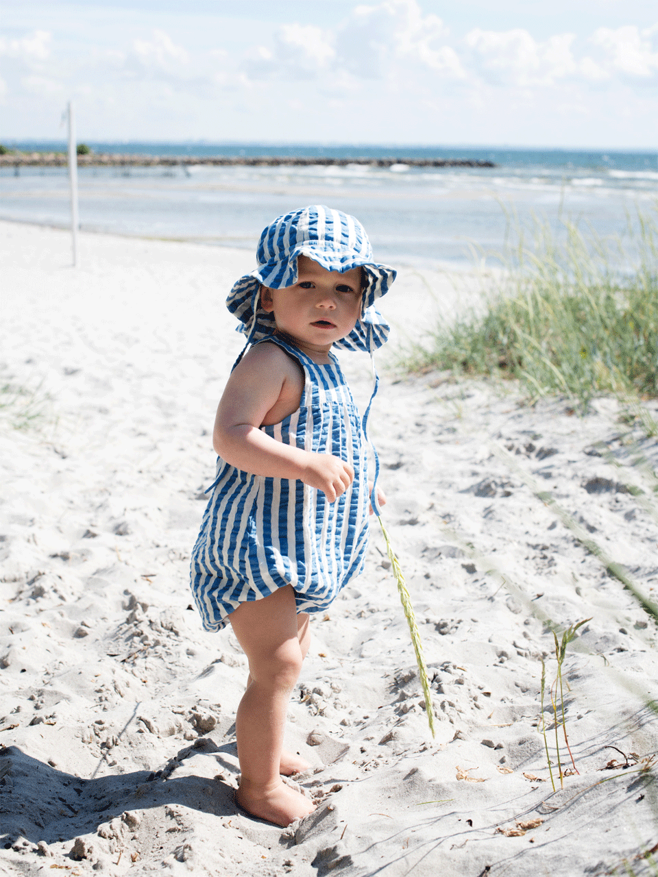 Serendipity Azur Striped Woven Sun Hat - UV Protection Wide Brim Beach Hat for Women, Summer Outdoor Travel & Garden Party Accessory