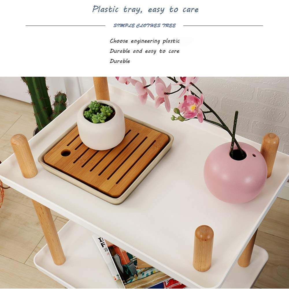 Nordic Style White Small Coffee Table with Casters - Mobile Side Table with Double Layer Open Storage for Living Room, Bedroom, Office - Multifunctional Snack Table & Sofa End Table for Home Decor